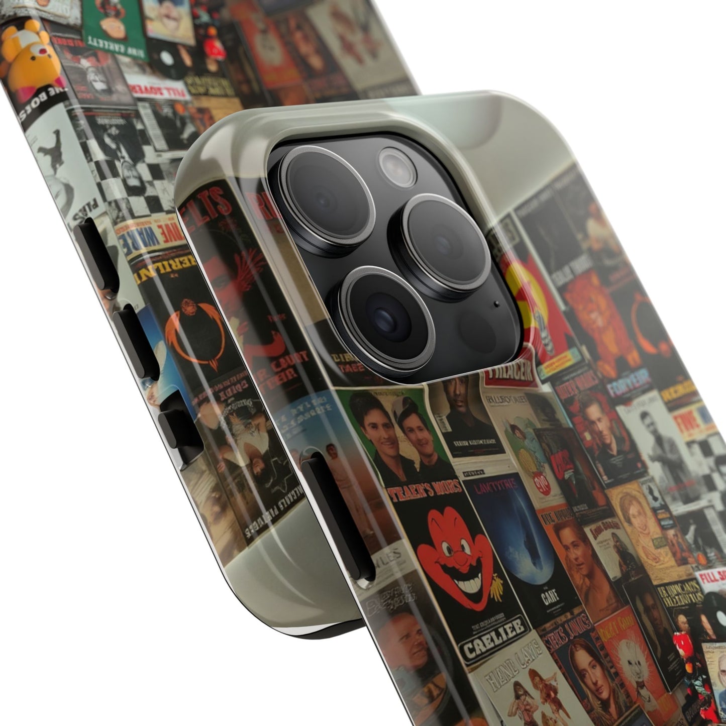 Retro Vibe Tough Phone Case - Vintage Movie Posters & Plush Toys Design