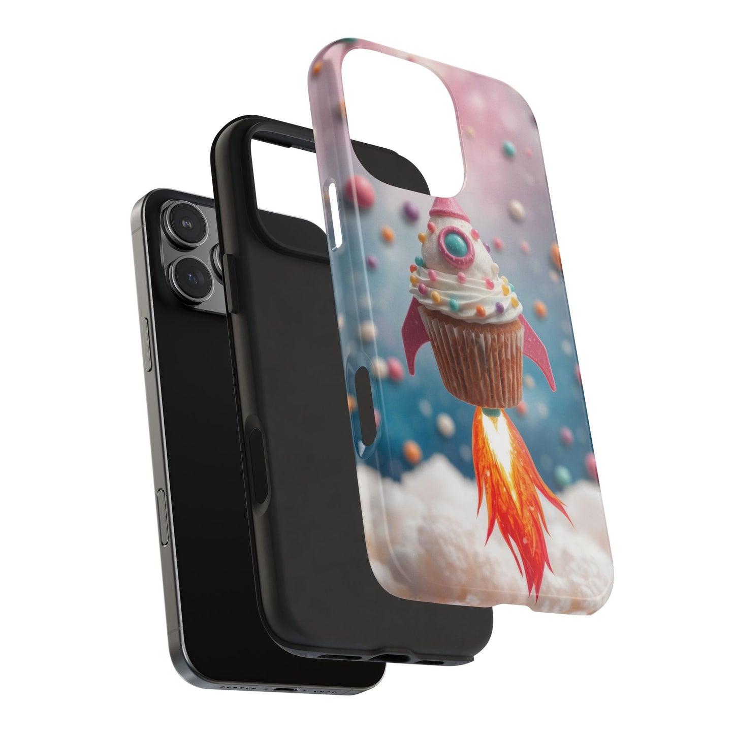 Whimsical Rocket Cupcake Phone Case - Fun Protective Case for Kids and Teens