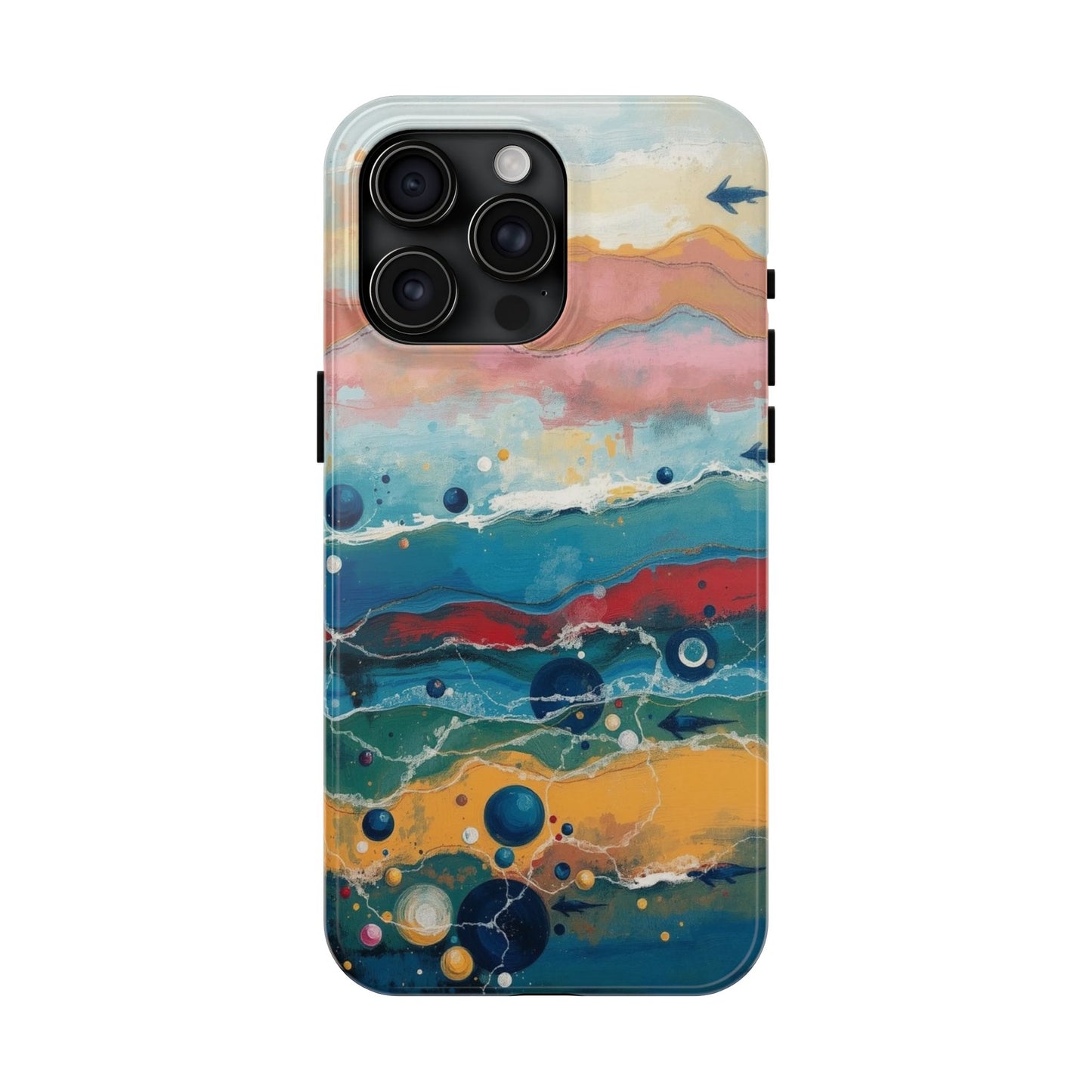 Artistic Tough Phone Case - Vibrant Waves Design for Unique Style