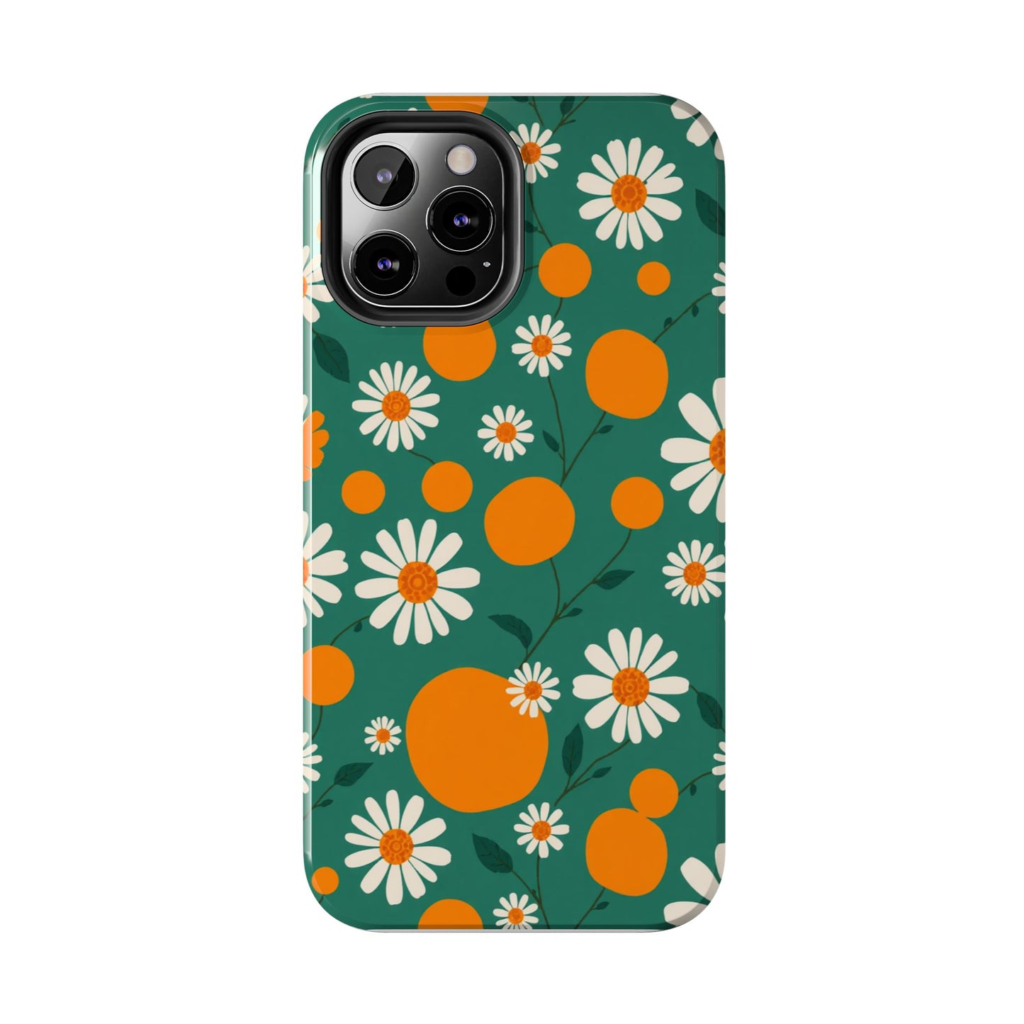 Floral Tough Phone Case - Daisy & Orange Design