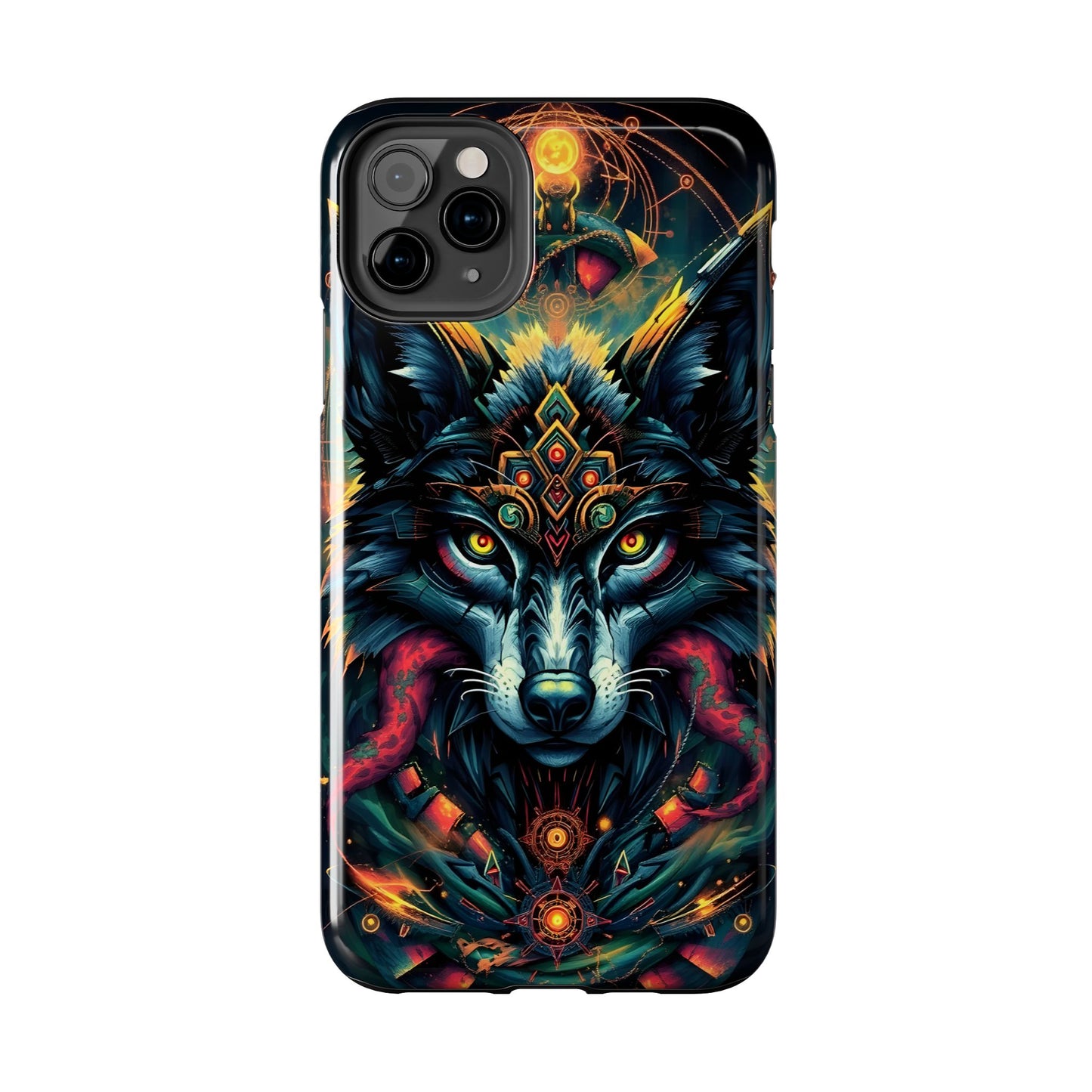 Vibrant Mystical Wolf Art Tough Phone Case - Durable & Unique Design for Animal Lovers - for iPhone