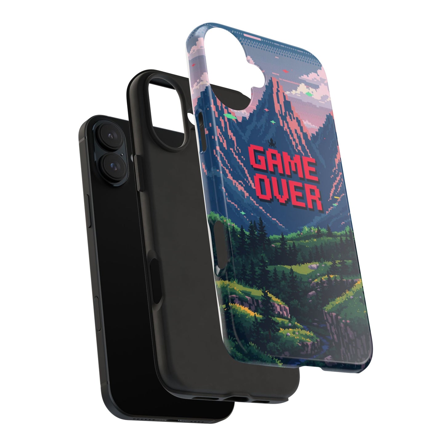 Pixel Art Tough Phone Case - 'Game Over' Design for Gamers