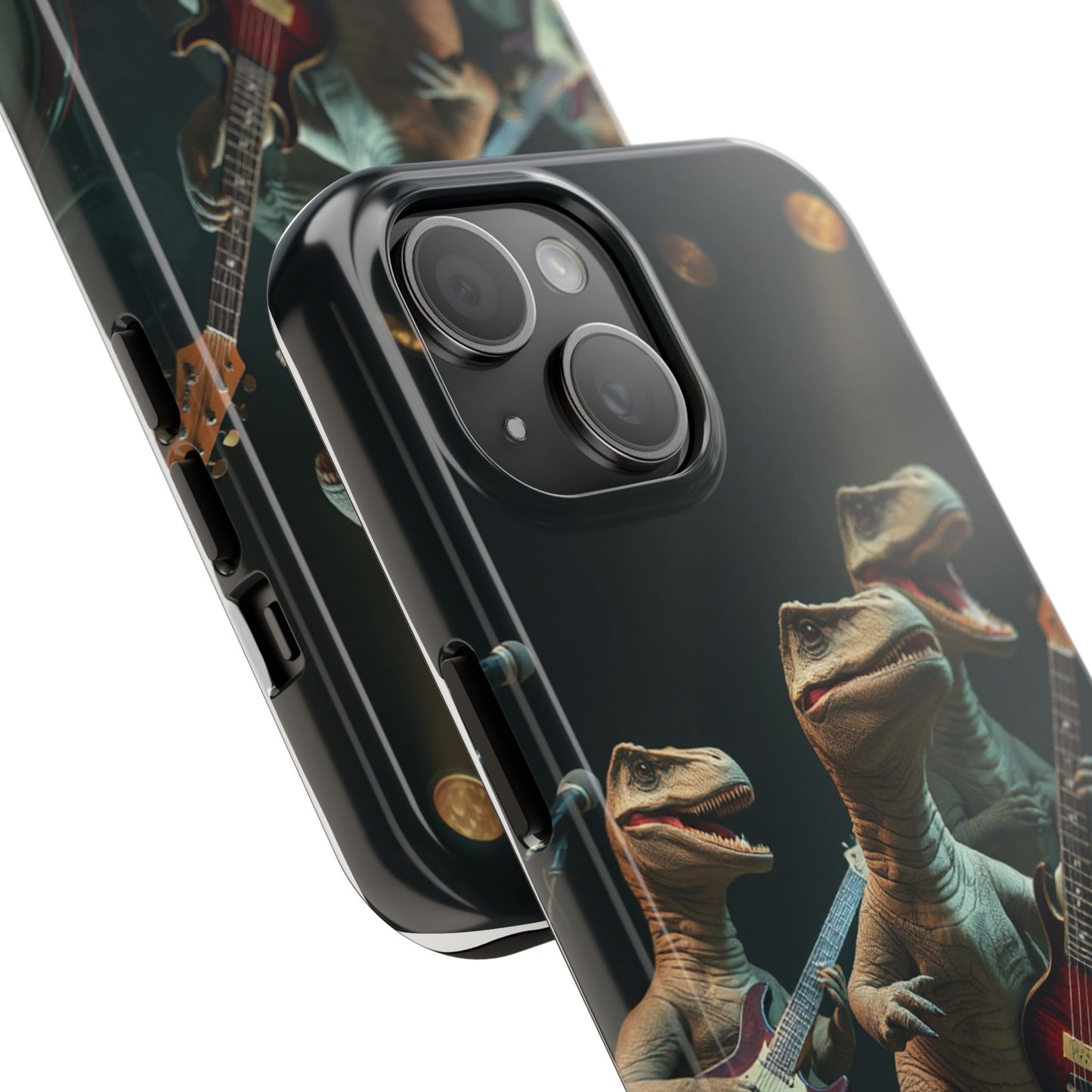 Rockin' Dinosaur Tough Phone Cases - Perfect for Music Lovers and Kids!