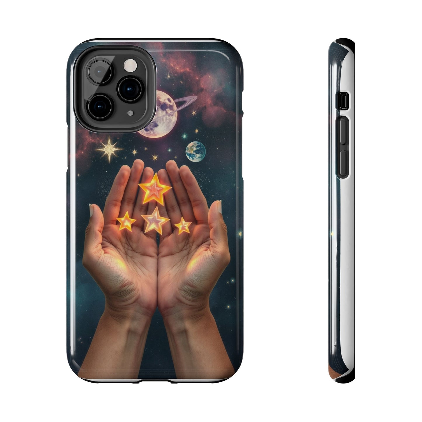 Galaxy Hands Tough Phone Case - Celestial Design for Star Lovers