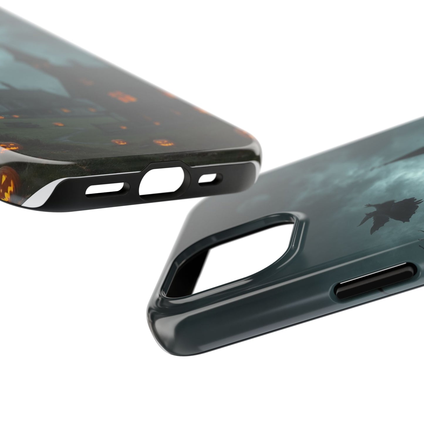 Halloween-Themed Tough Phone Case with Spooky House Design