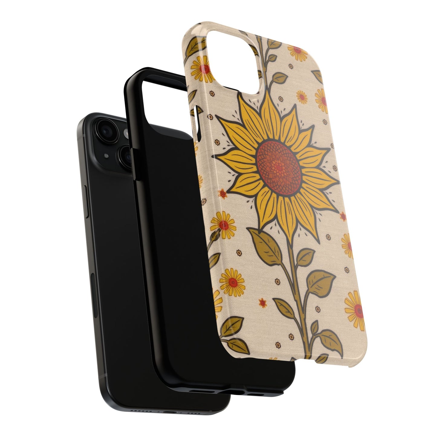 Bright Sunflower Origins Tough Phone Case - Floral Design for Nature Lovers - for iPhone