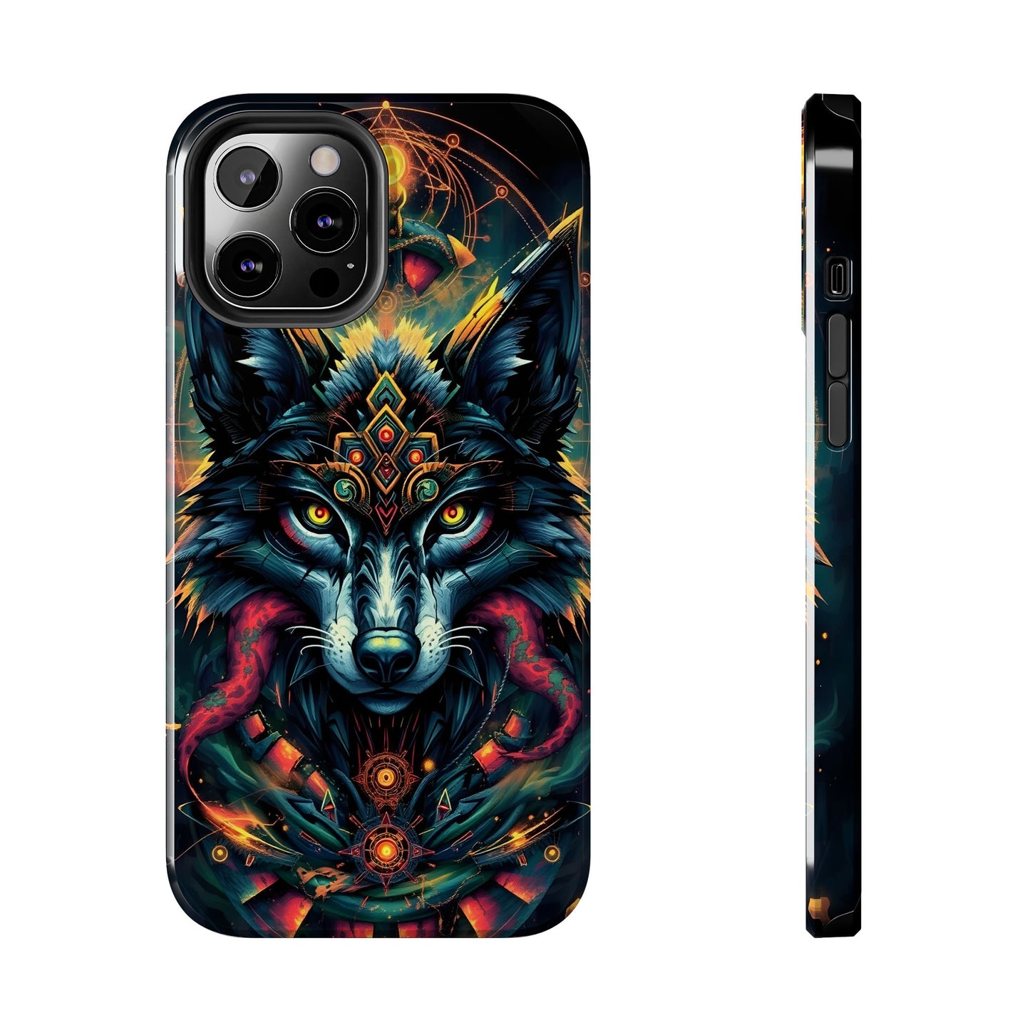 Vibrant Mystical Wolf Art Tough Phone Case - Durable & Unique Design for Animal Lovers - for iPhone
