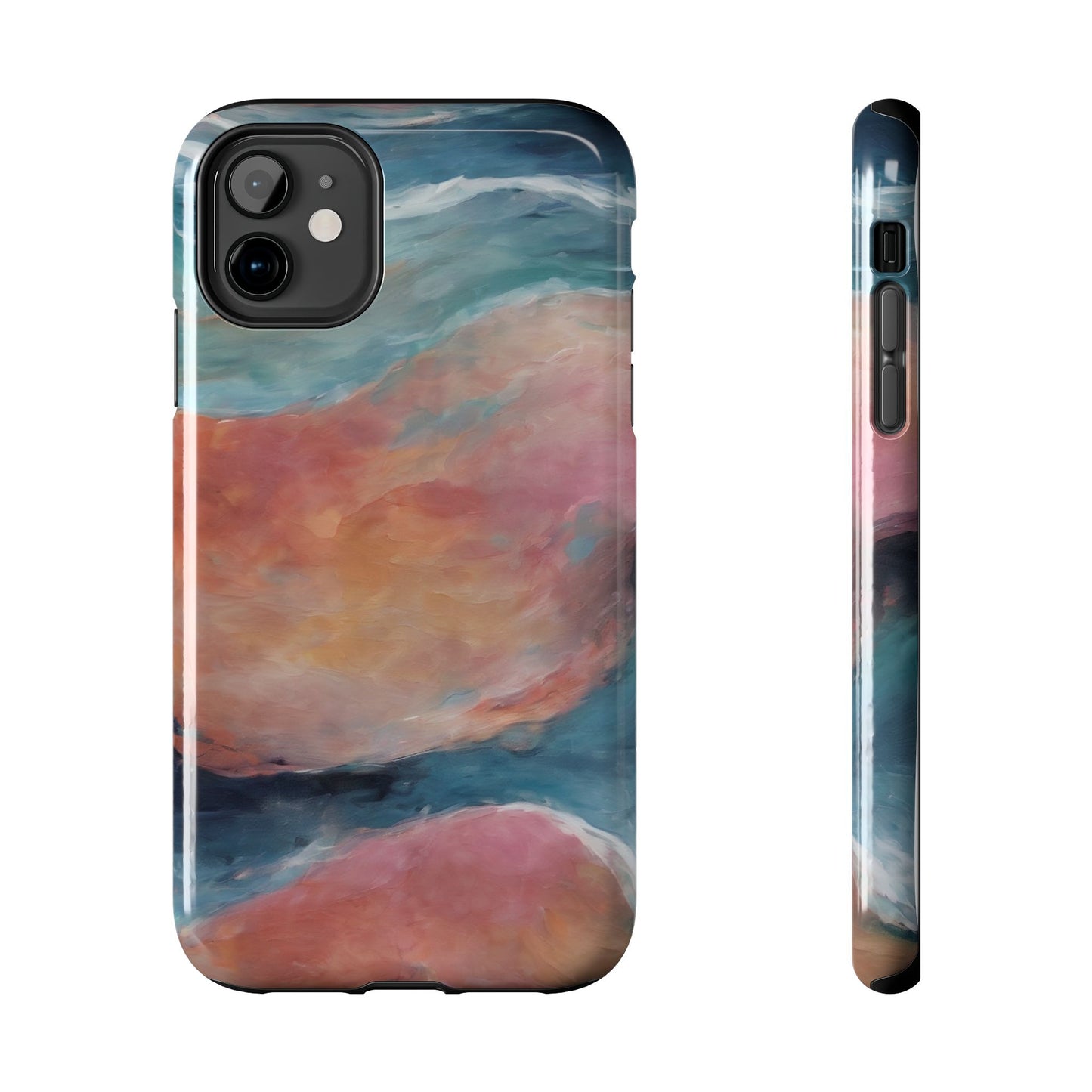 Artistic Painted Sea Tough Phone Case - Abstract Waves Design - for iPhone