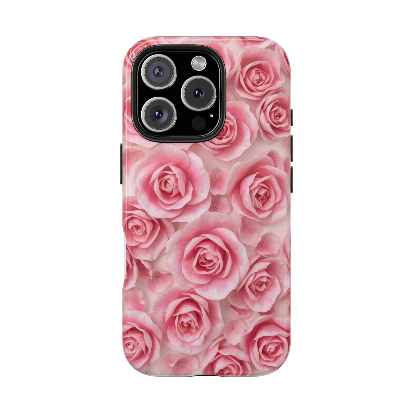 Floral Tough Phone Case - Pink Rose Design, Durable Protection for Flower Lovers