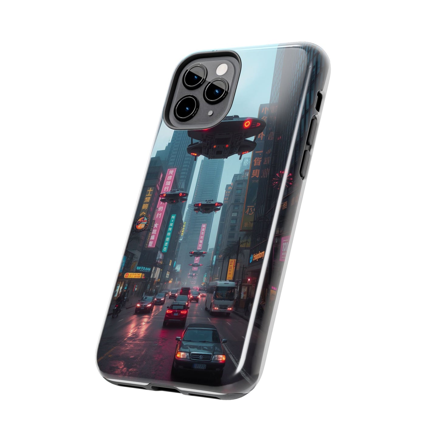 Futuristic City Tough Phone Case - Sci-Fi Design for Urban Explorers