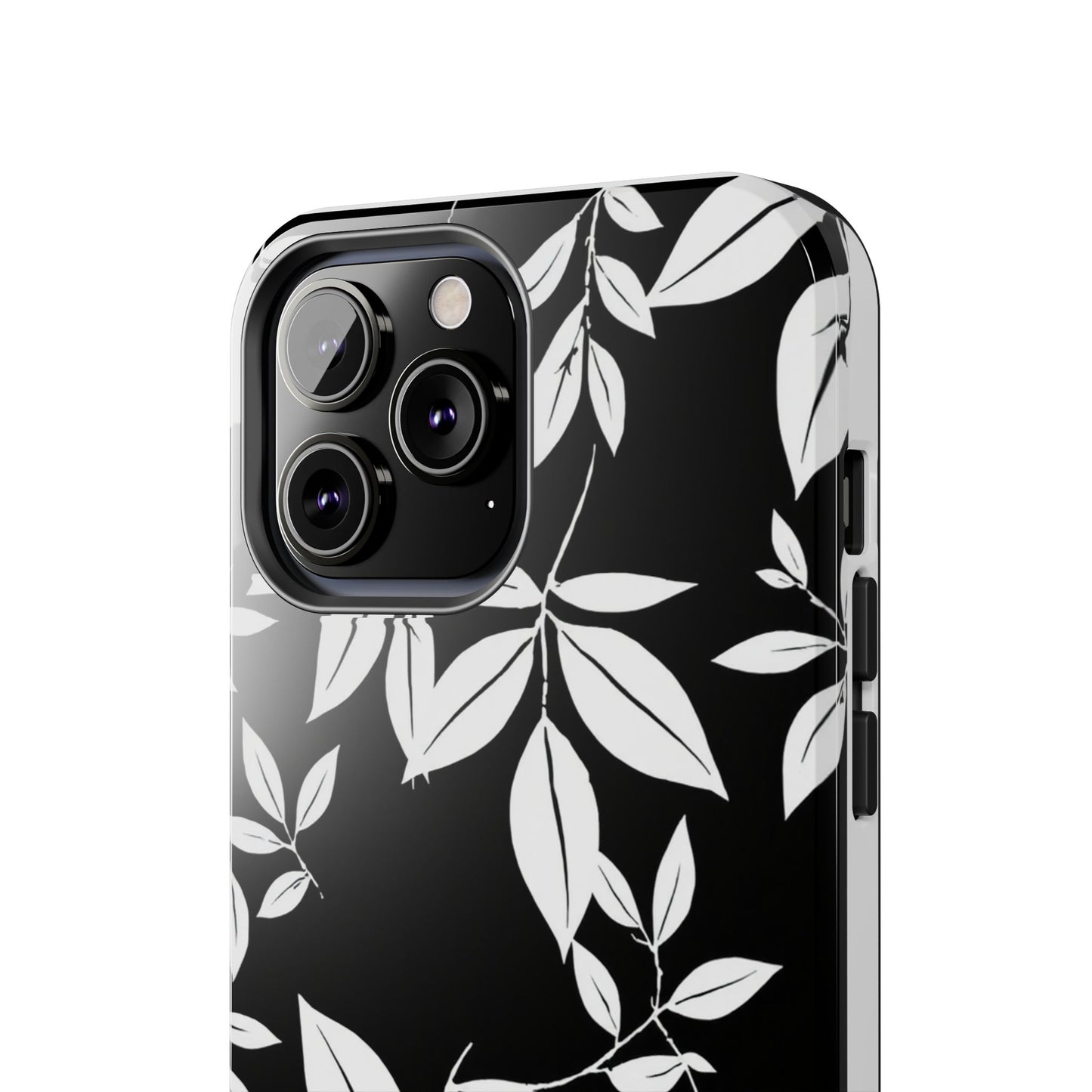 Chic Floral Tough Phone Case - Elegant Black & White Design for Stylish Protection