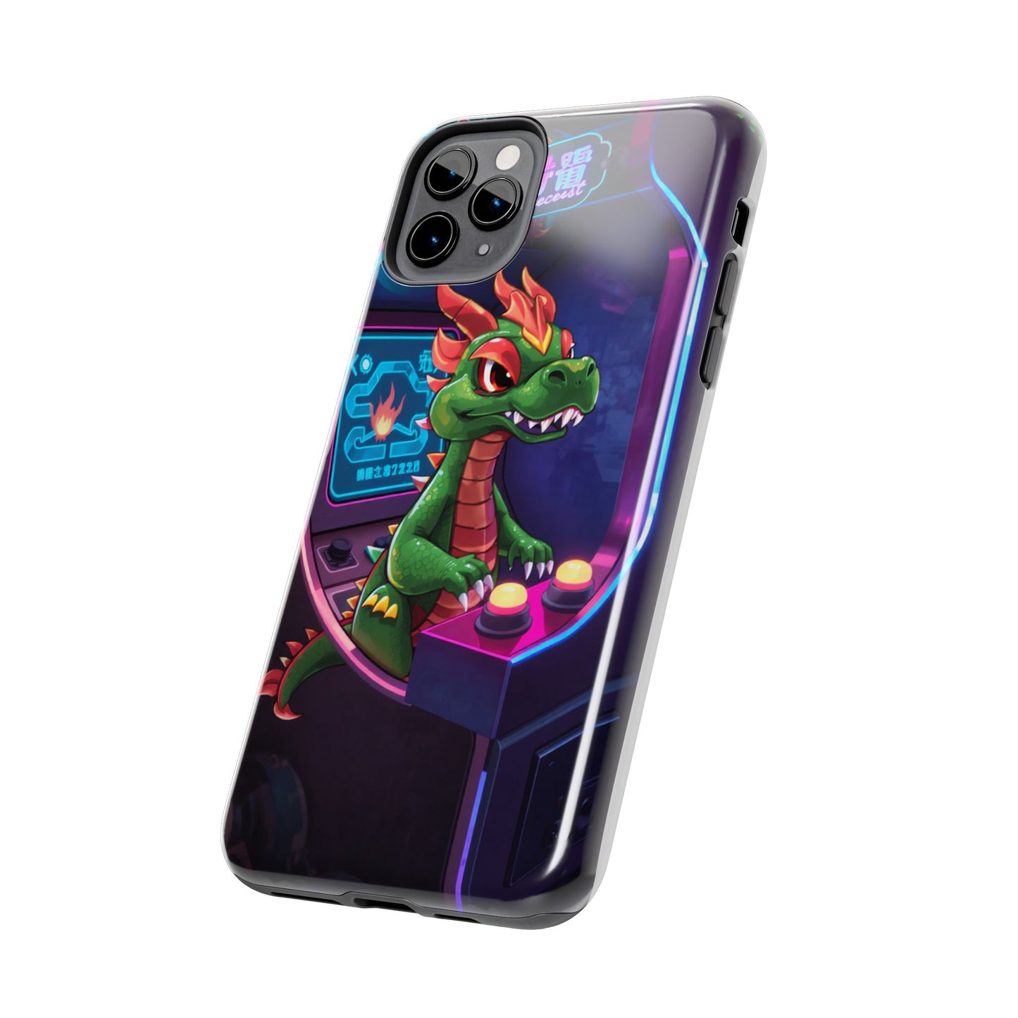 Retro Gamer Tough Phone Case with Dragon Design