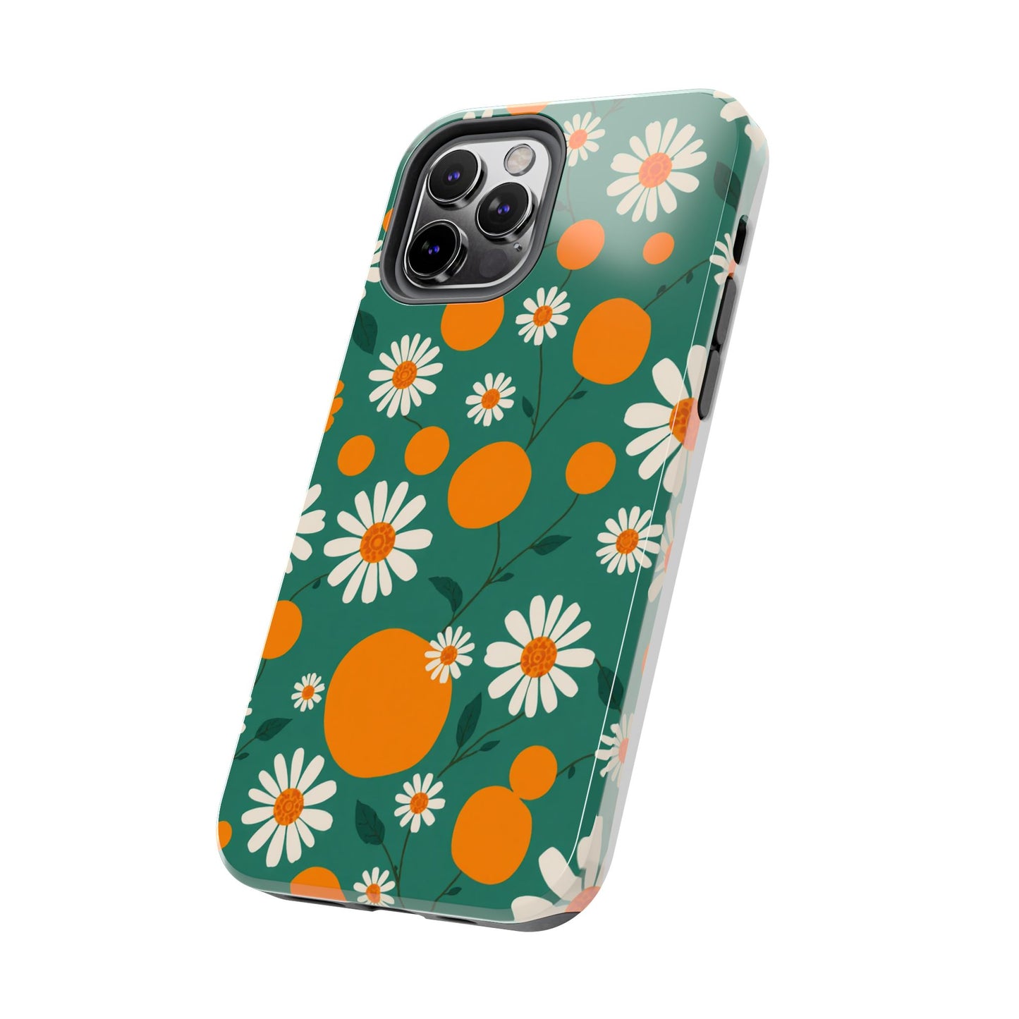 Floral Tough Phone Case - Daisy & Orange Design