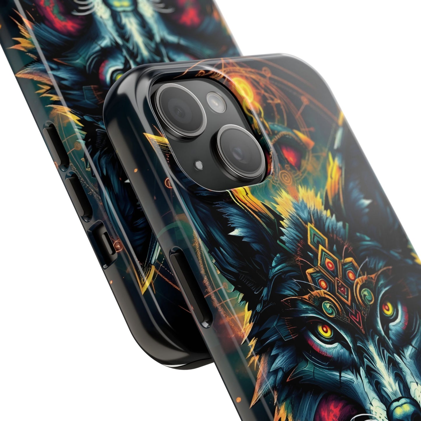 Vibrant Mystical Wolf Art Tough Phone Case - Durable & Unique Design for Animal Lovers - for iPhone