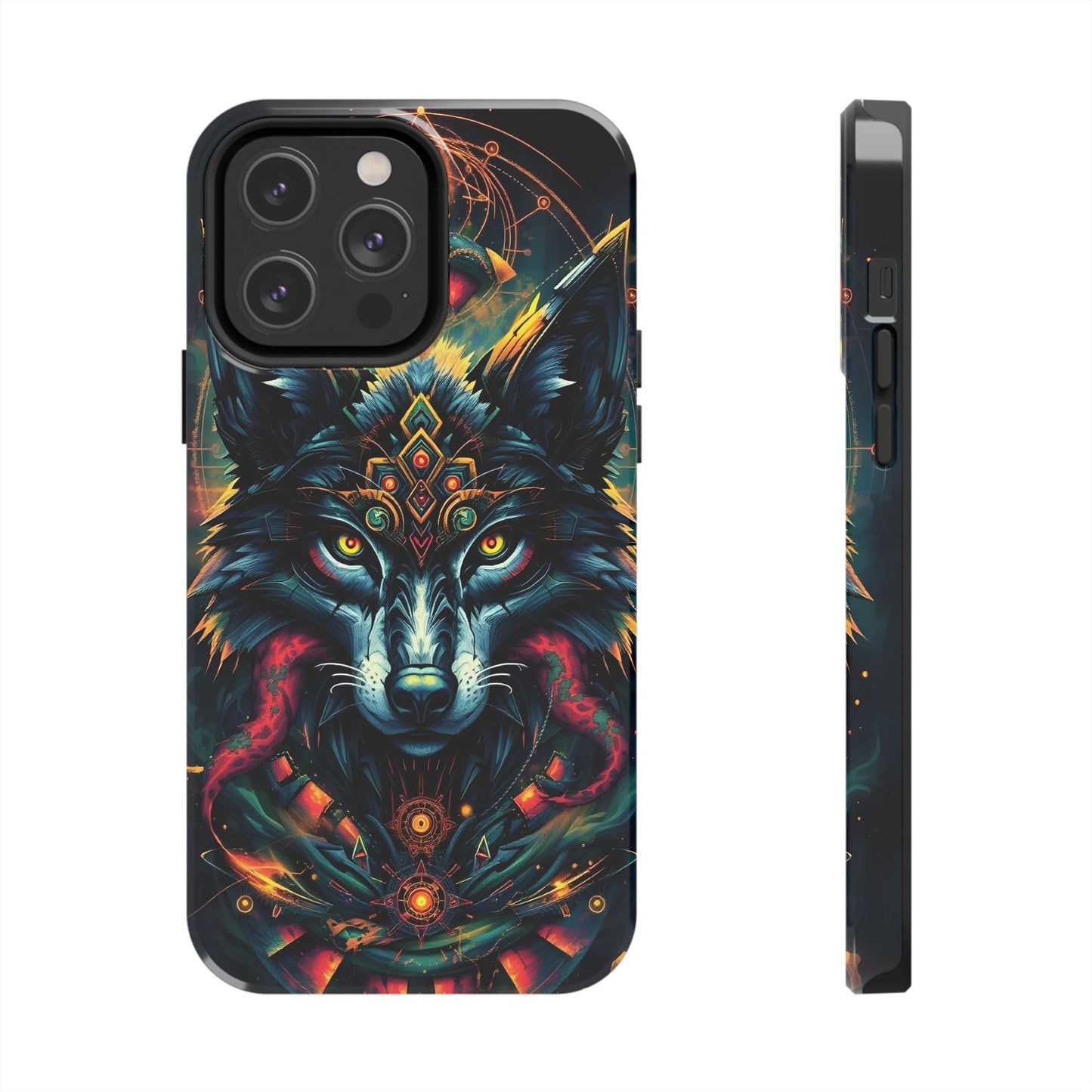 Vibrant Mystical Wolf Art Tough Phone Case - Durable & Unique Design for Animal Lovers - for iPhone