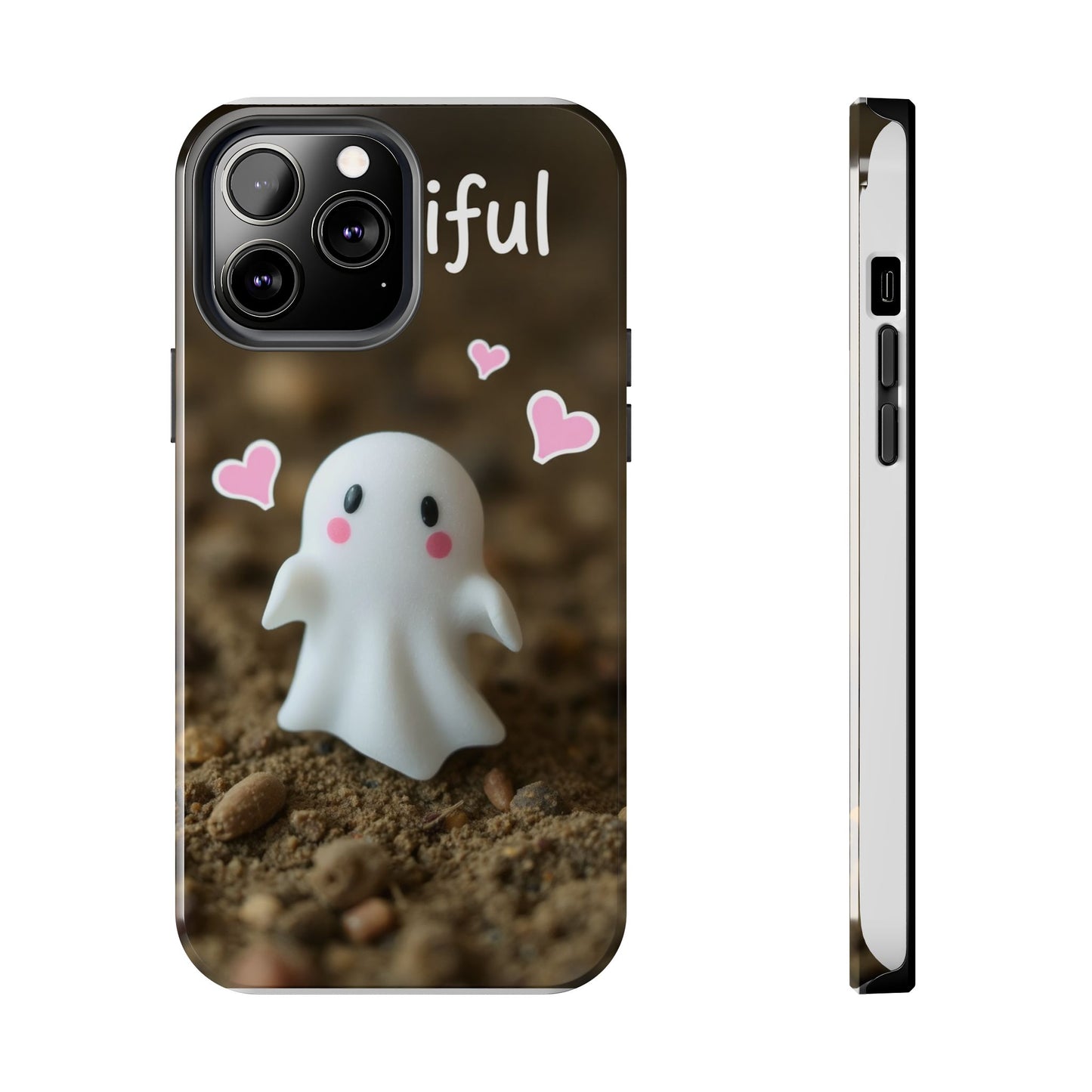Cute Ghost Tough Phone Case - Beautiful Design with Heart Accents