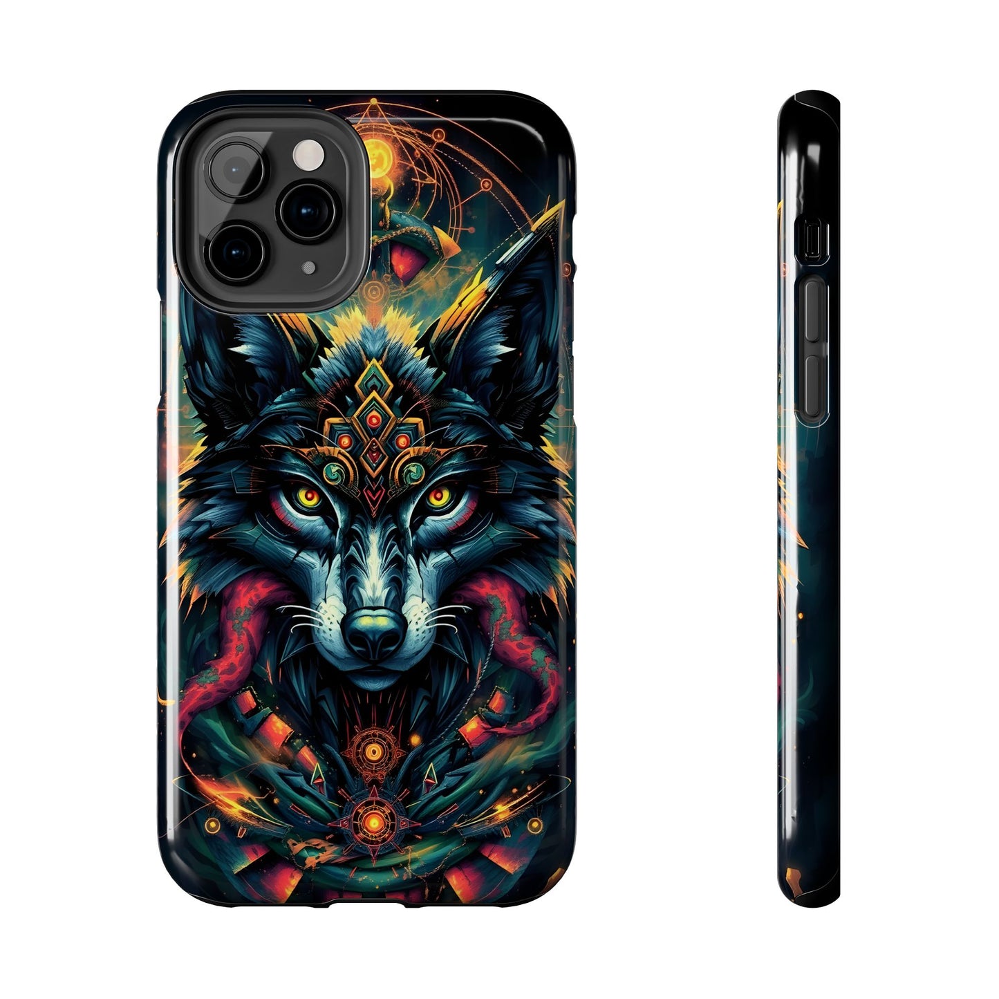 Vibrant Mystical Wolf Art Tough Phone Case - Durable & Unique Design for Animal Lovers - for iPhone