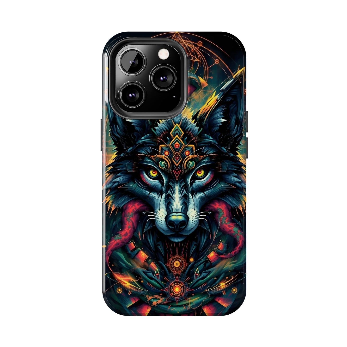 Vibrant Mystical Wolf Art Tough Phone Case - Durable & Unique Design for Animal Lovers - for iPhone