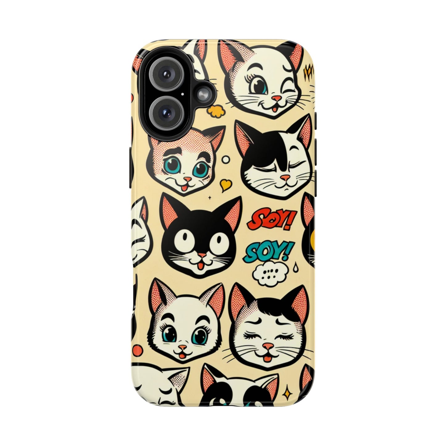 Playful Cat-Themed Tough Phone Case - Pet Pattern - for iPhone