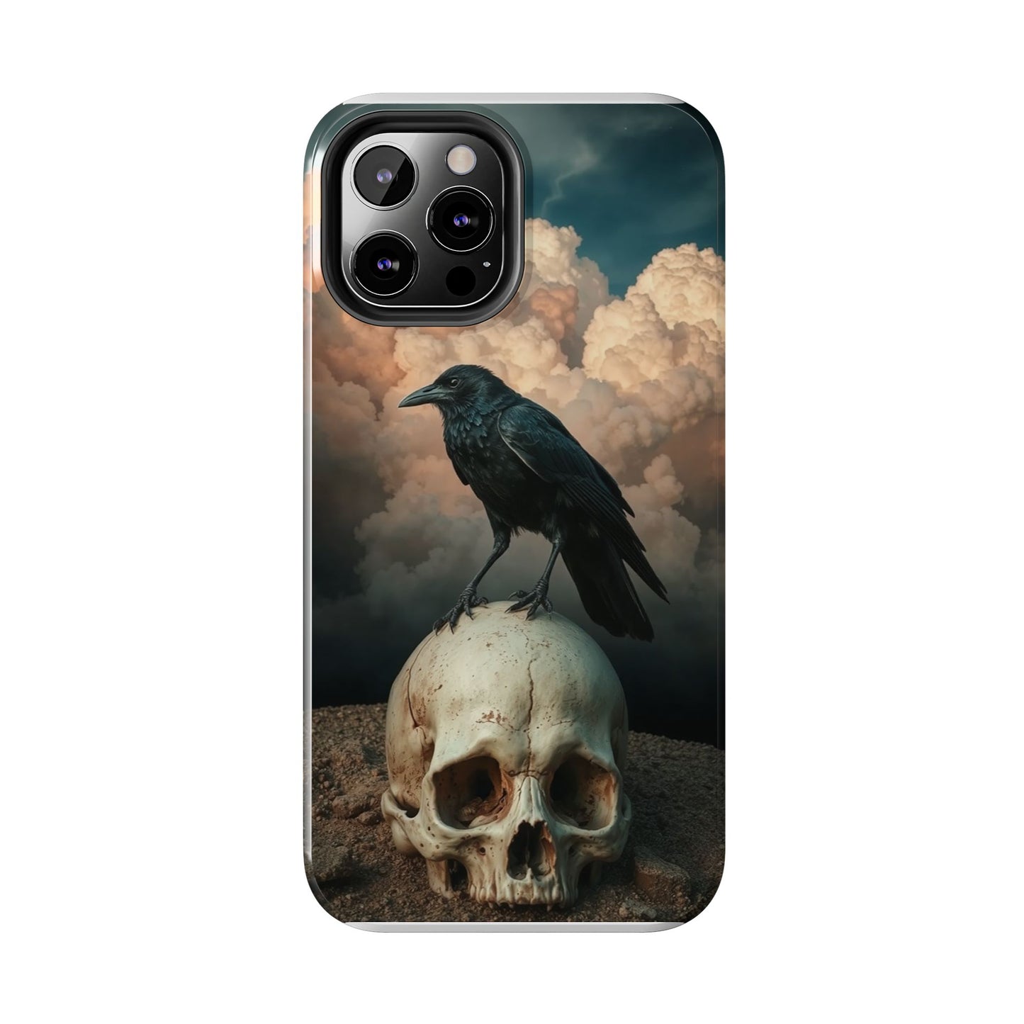Gothic Raven Skull Tough Phone Case - Unique Protective Cover for Halloween Lovers