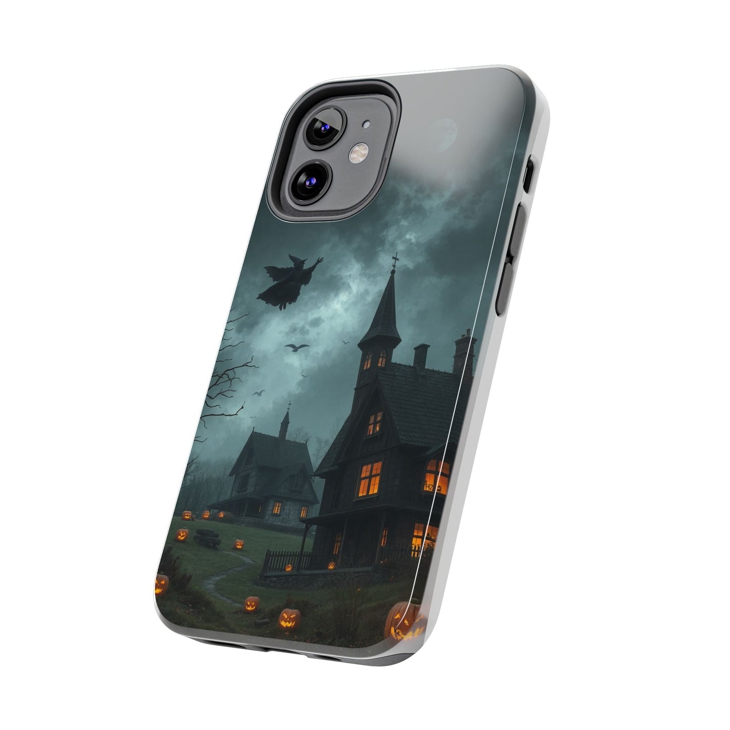 Halloween-Themed Tough Phone Case with Spooky House Design