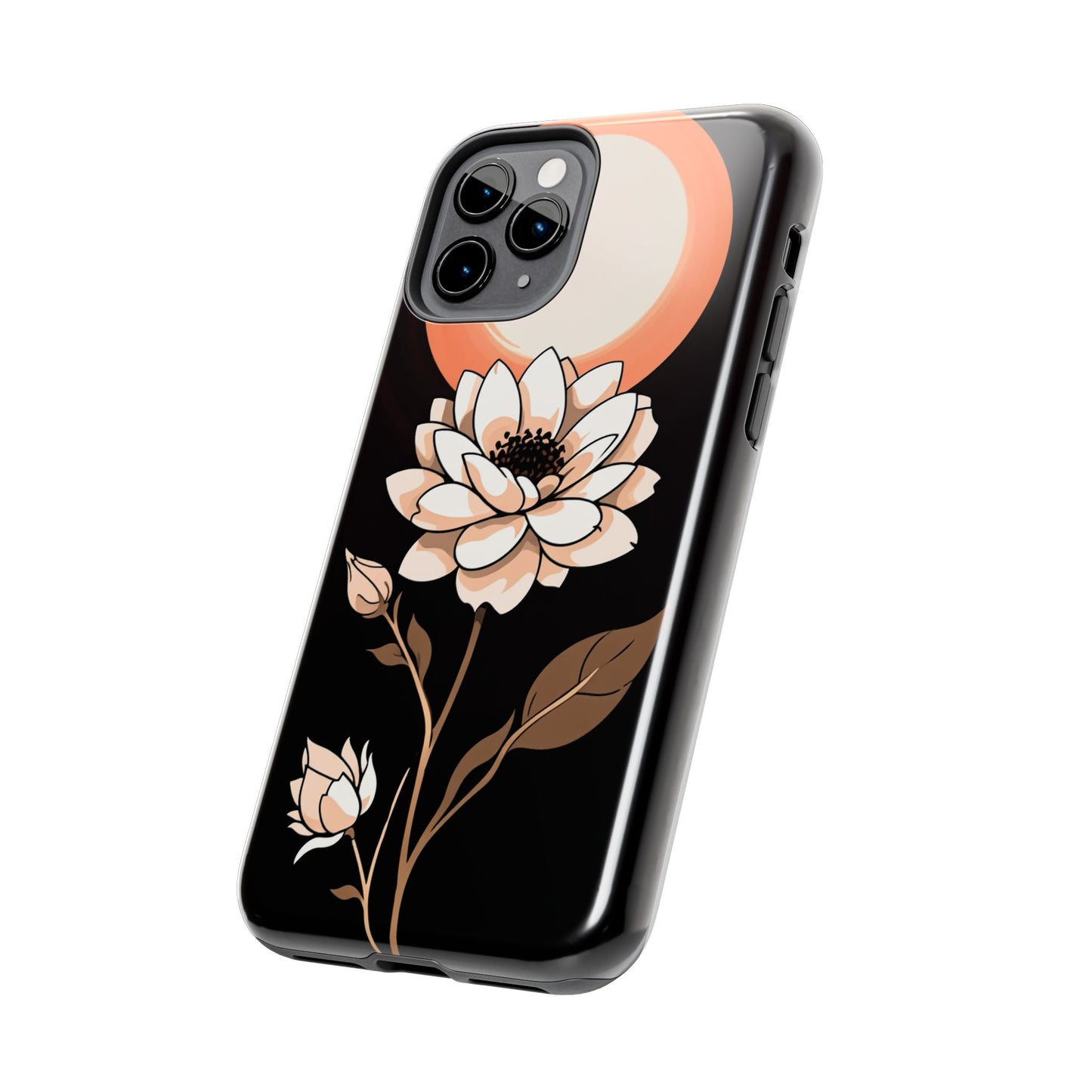 Elegant Contrast Floral Tough Phone Case - Stylish Protection for Your Device - for iPhone
