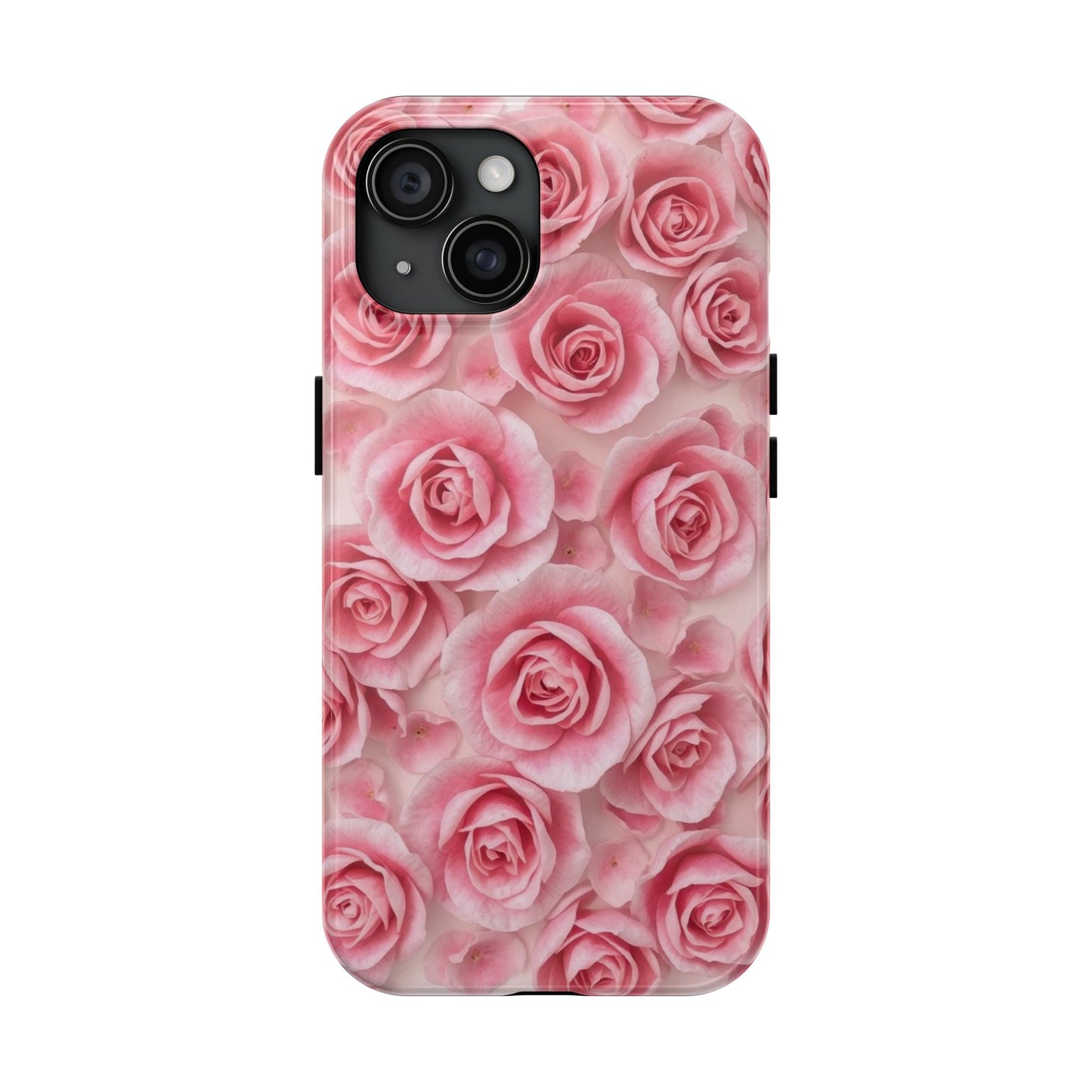 Floral Tough Phone Case - Pink Rose Design, Durable Protection for Flower Lovers