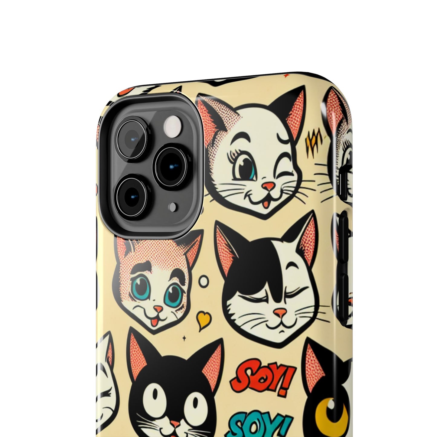 Playful Cat-Themed Tough Phone Case - Pet Pattern - for iPhone