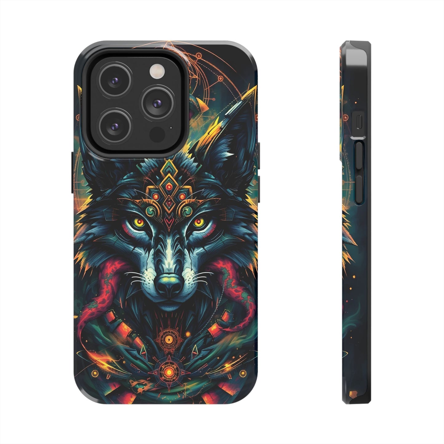 Vibrant Mystical Wolf Art Tough Phone Case - Durable & Unique Design for Animal Lovers - for iPhone