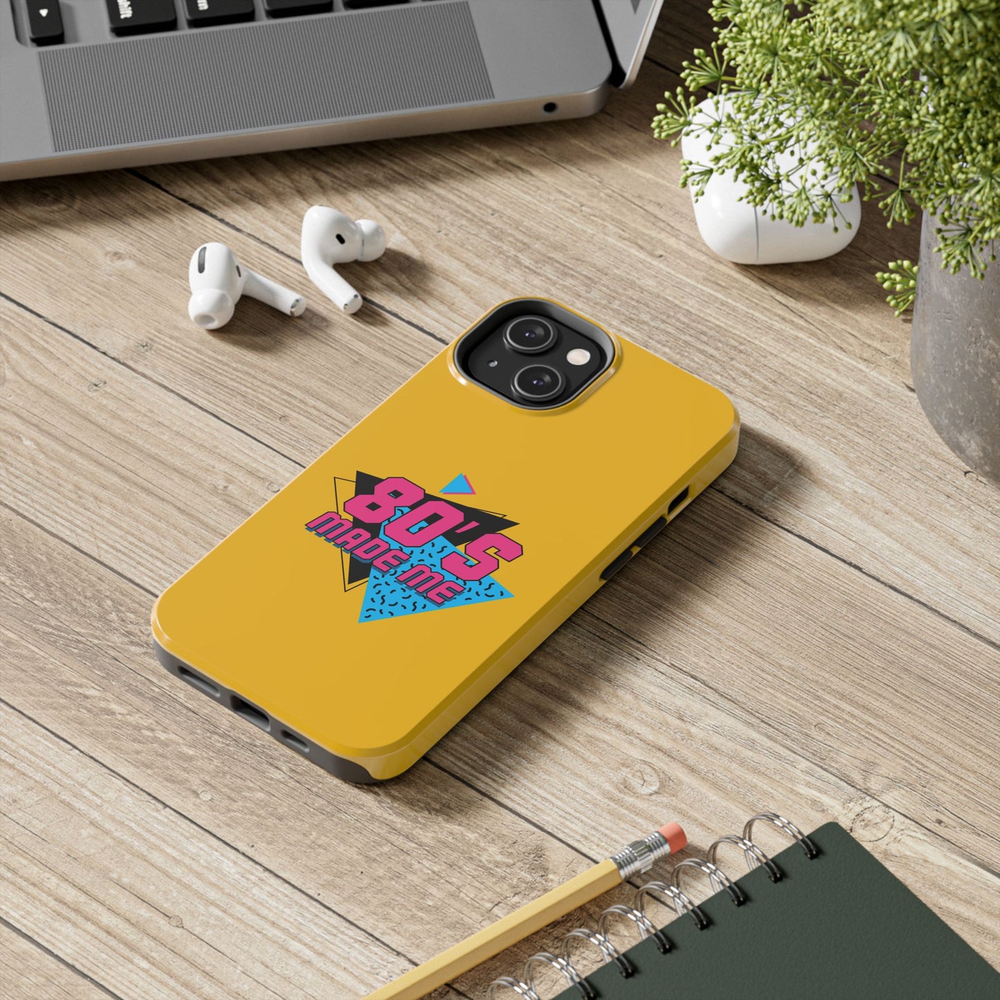 80's Made Me Tough Phone Case - Retro Yellow Silicone Cover - for iPhone