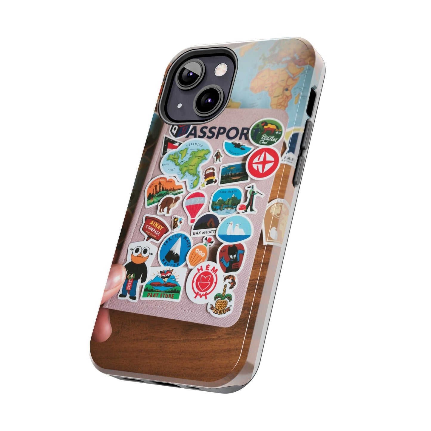 Adventure Stickers Phone Case - Tough Protection for Travel Lovers