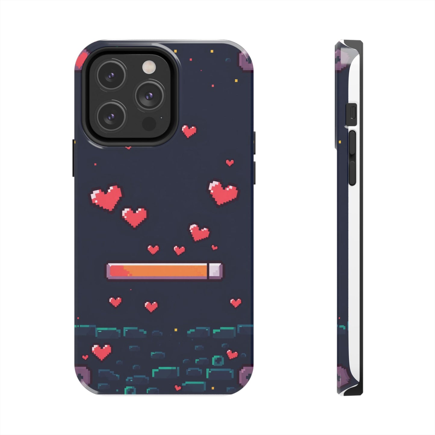 Pixel Heart Tough Phone Case - Retro Gamer Style for Valentine's Day