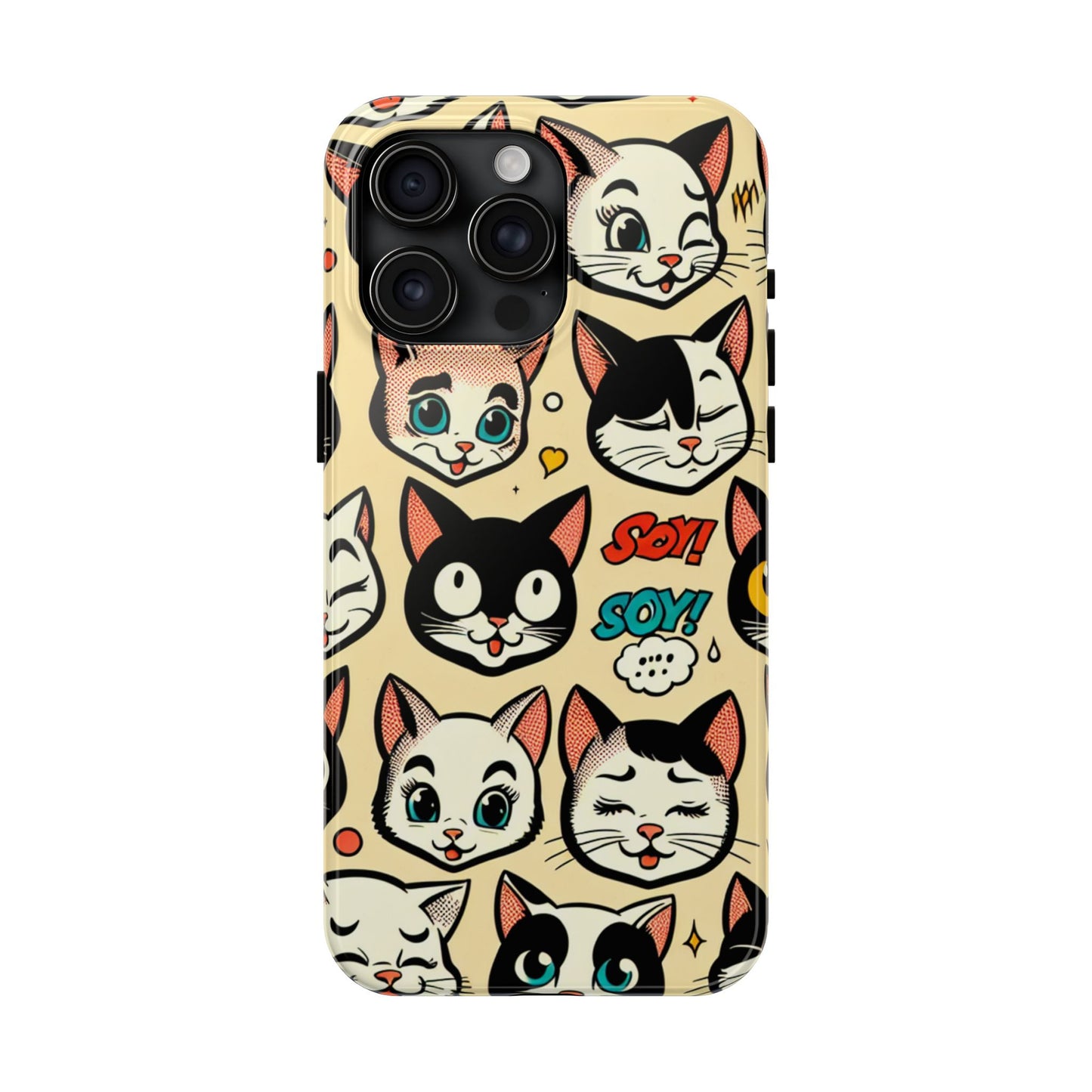 Playful Cat-Themed Tough Phone Case - Pet Pattern - for iPhone