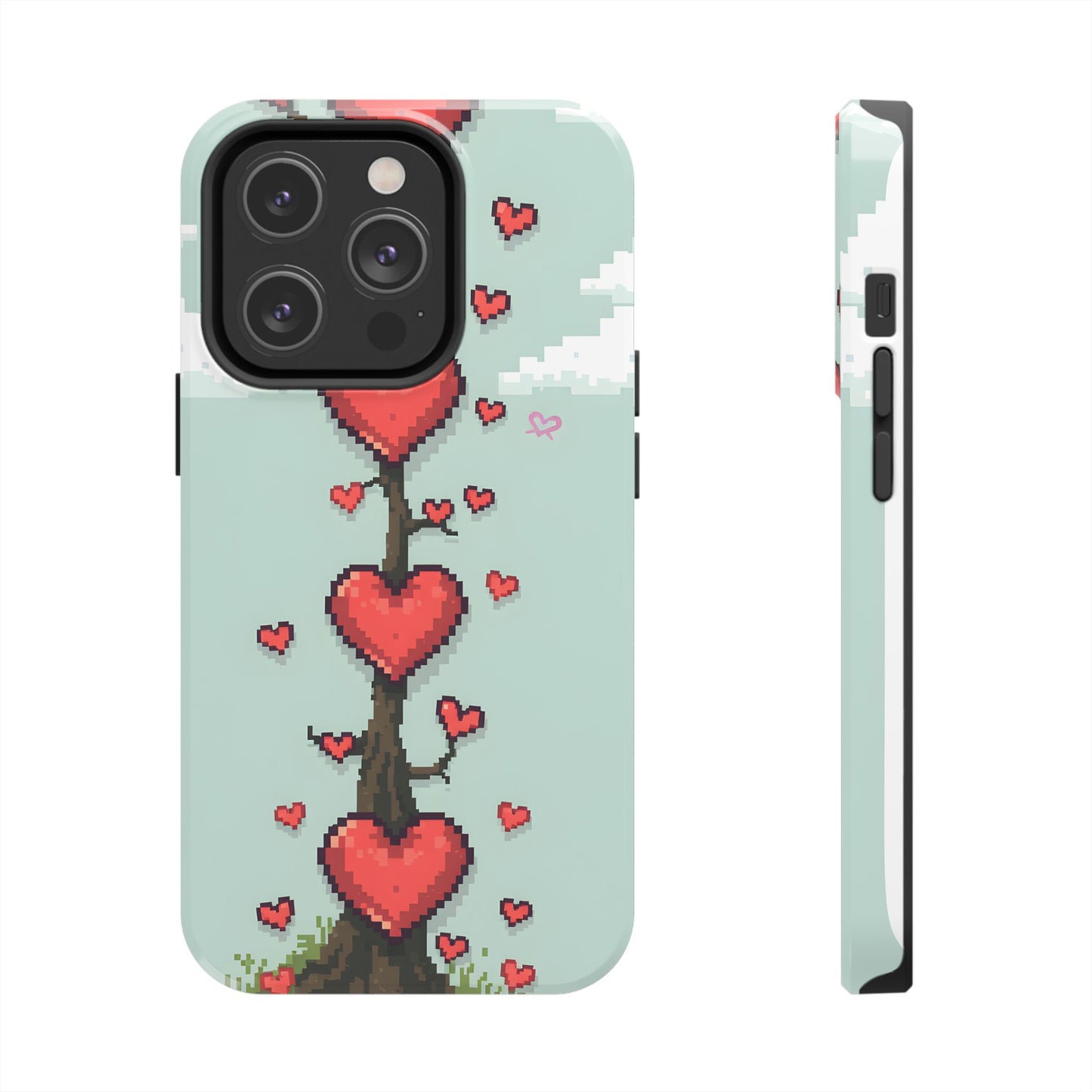 Pixelated Love Hearts Tree | Tough Phone Case - Cute Design - for iPhone
