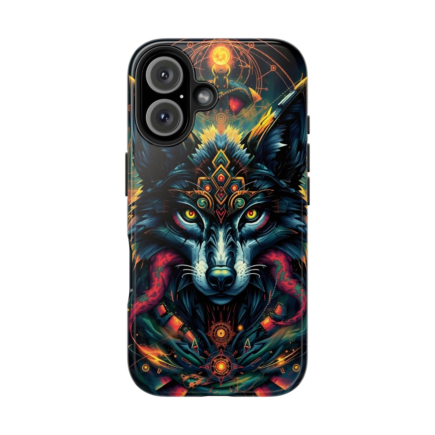 Vibrant Mystical Wolf Art Tough Phone Case - Durable & Unique Design for Animal Lovers - for iPhone