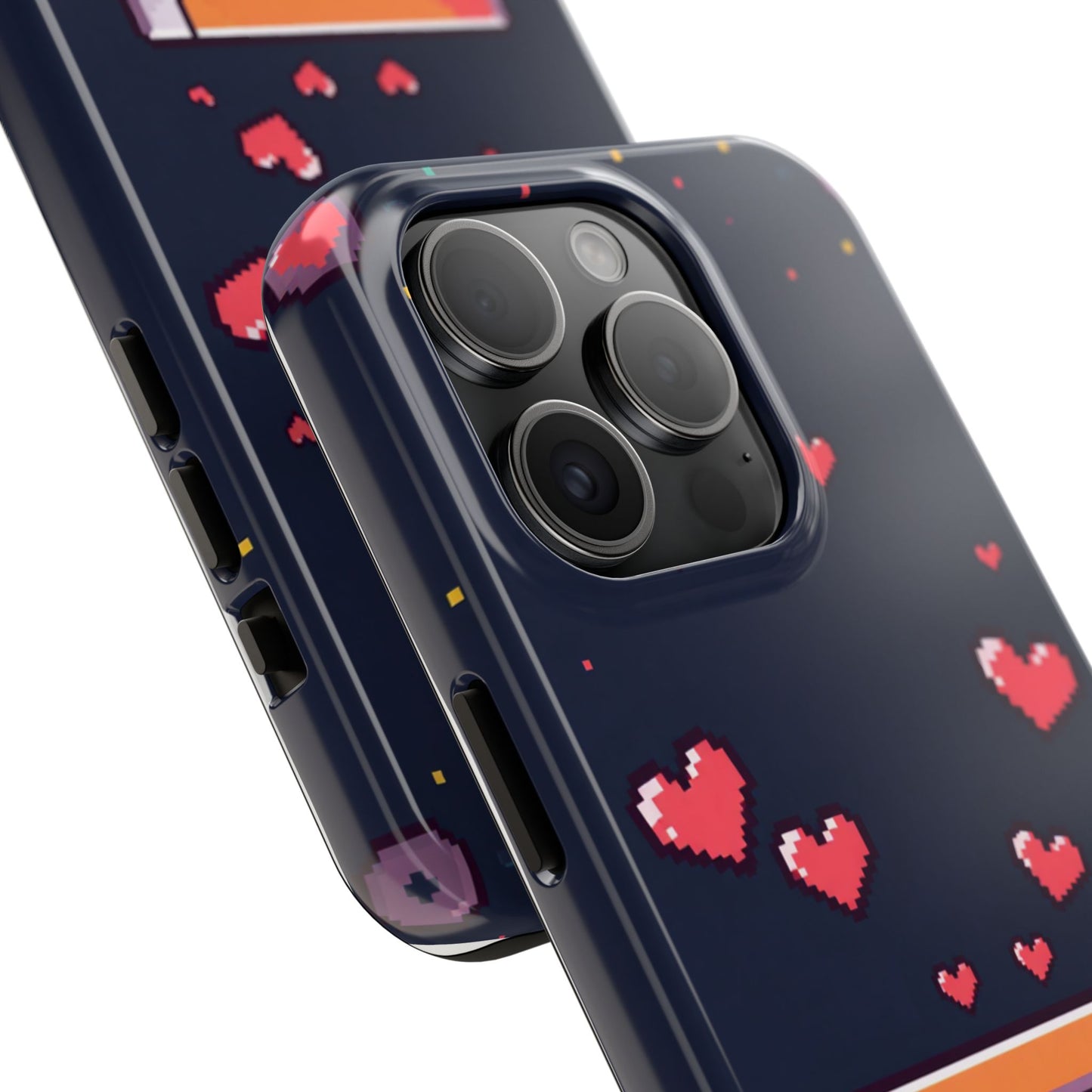 Pixel Heart Tough Phone Case - Retro Gamer Style for Valentine's Day