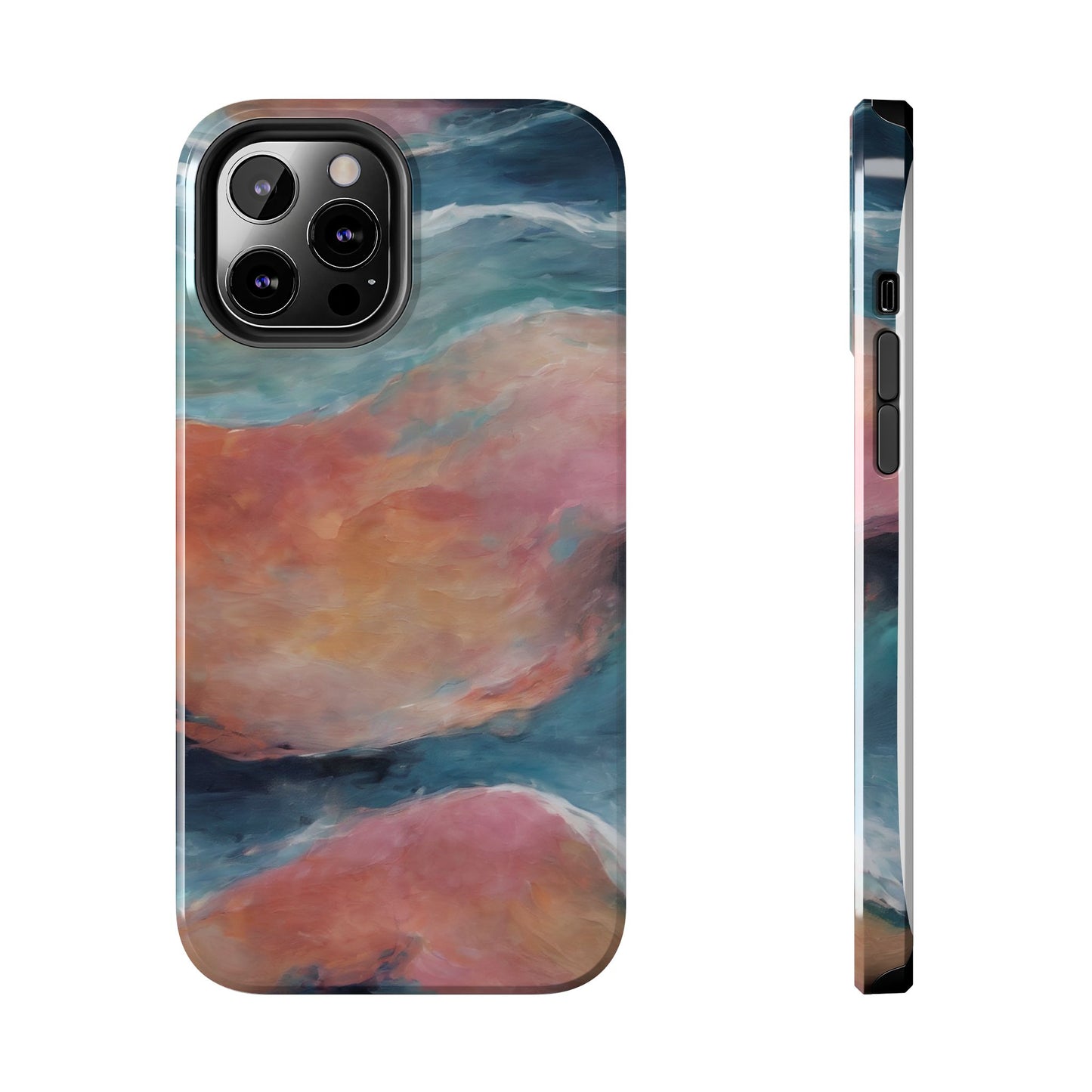 Artistic Painted Sea Tough Phone Case - Abstract Waves Design - for iPhone