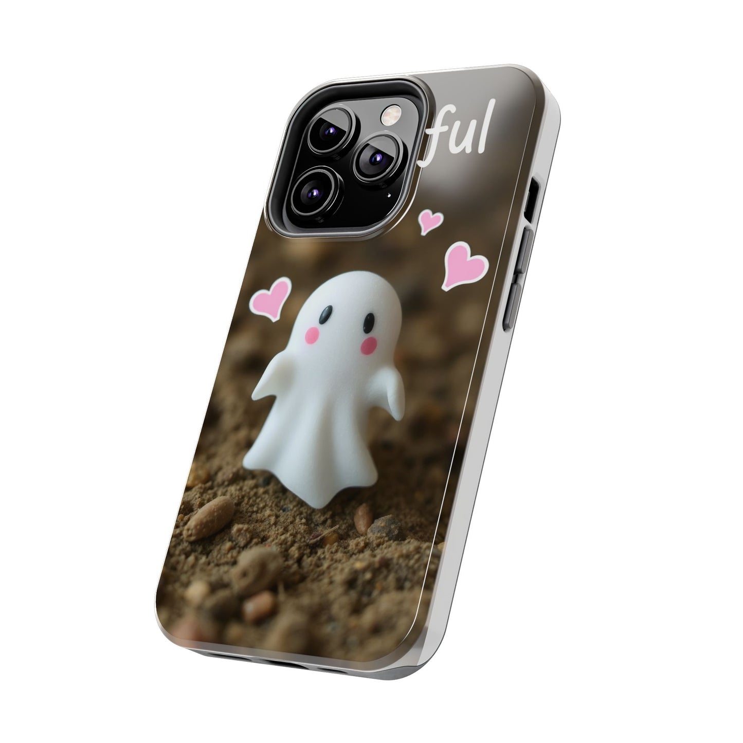 Cute Ghost Tough Phone Case - Beautiful Design with Heart Accents
