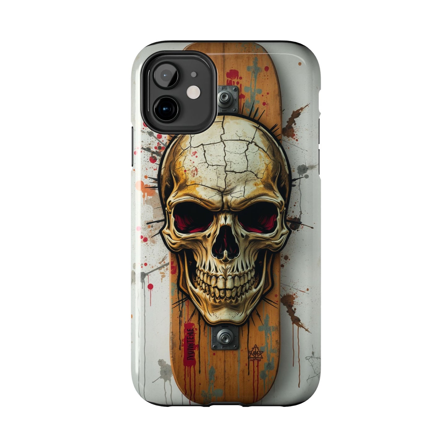 Edgy Skull Tough Phone Case - Durable Protection for Skateboard Enthusiasts