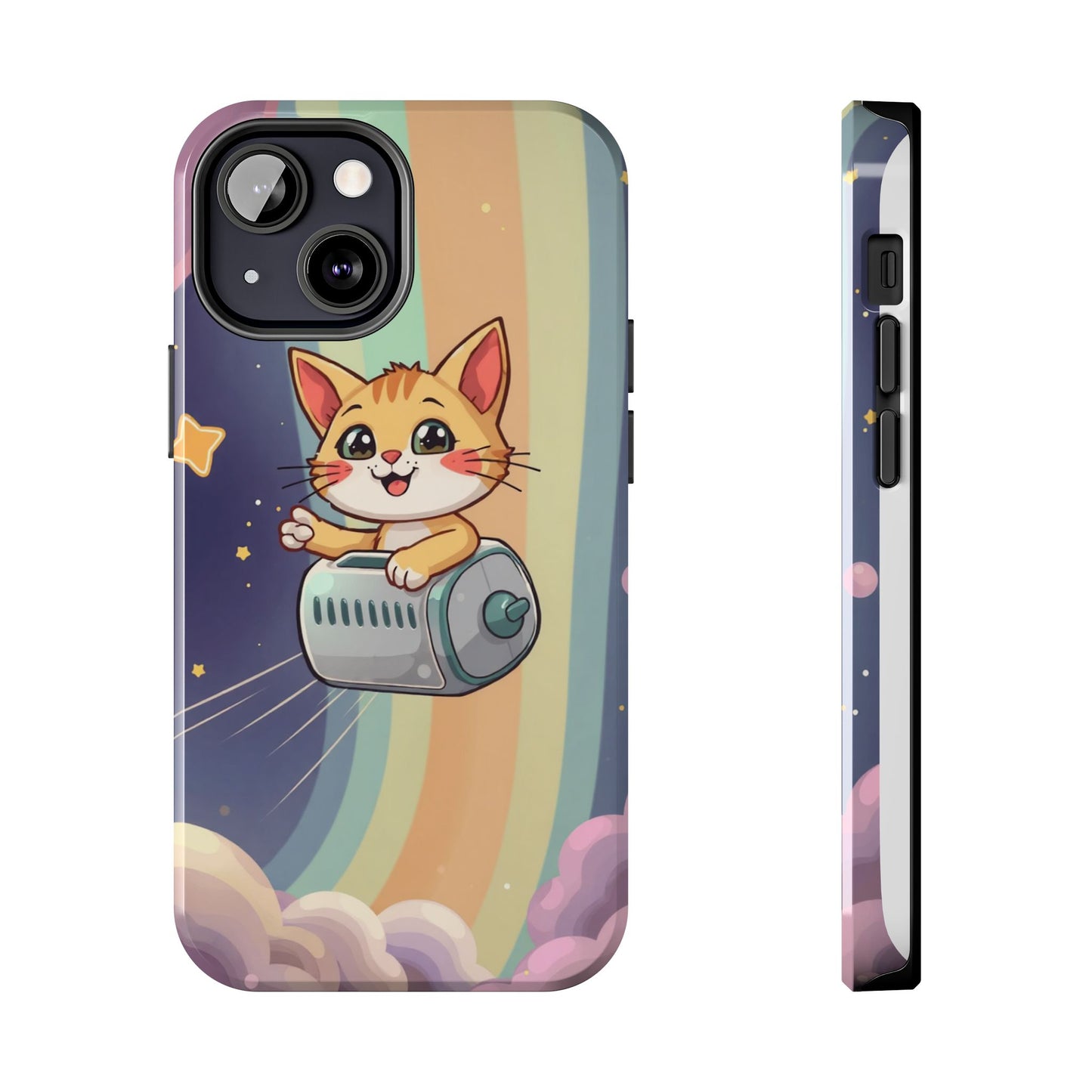 Cute Cat Rocket Phone Case - Vibrant and Playful Tough Case