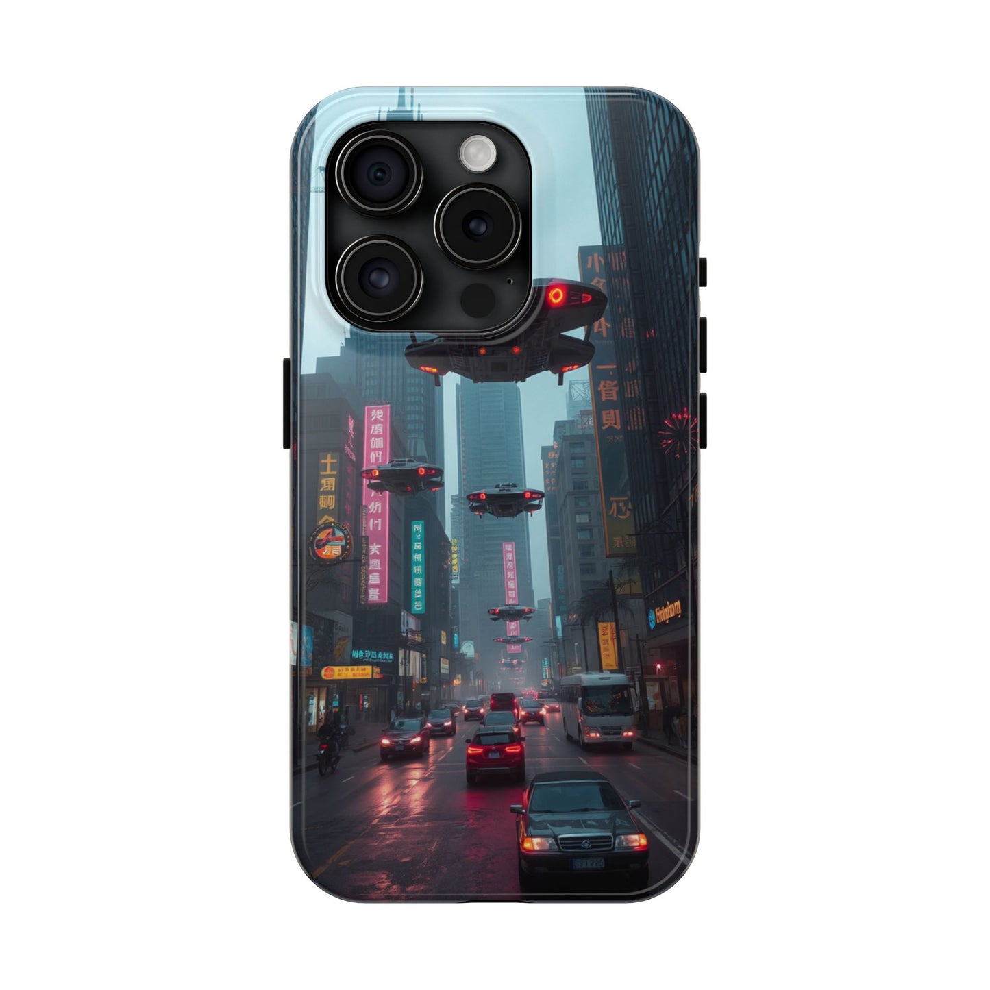 Futuristic City Tough Phone Case - Sci-Fi Design for Urban Explorers