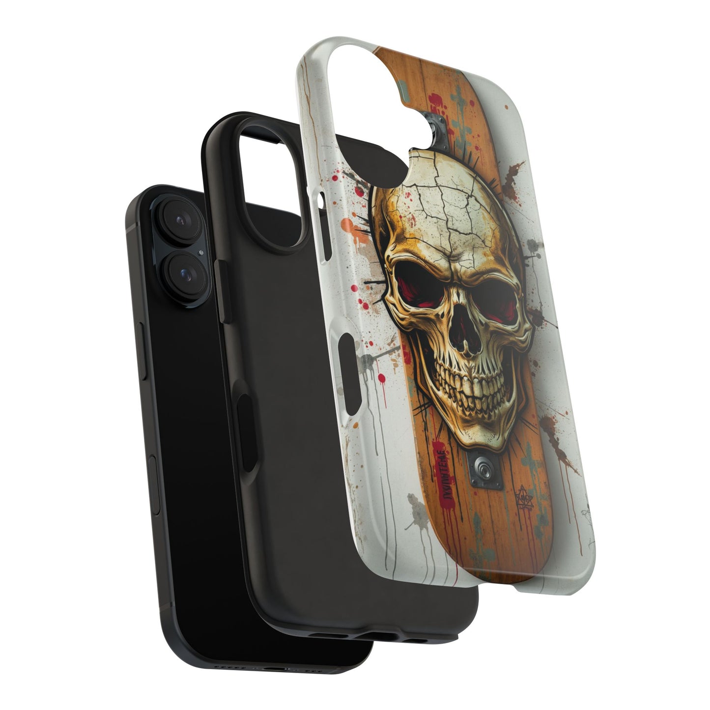Edgy Skull Tough Phone Case - Durable Protection for Skateboard Enthusiasts