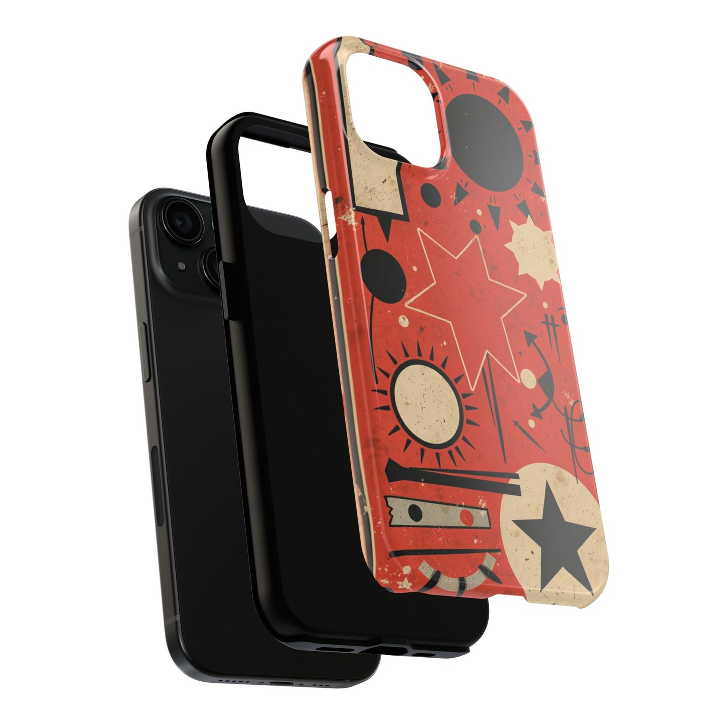 Retro Bold Tough Phone Case - Unique Geometric Design - for iPhone