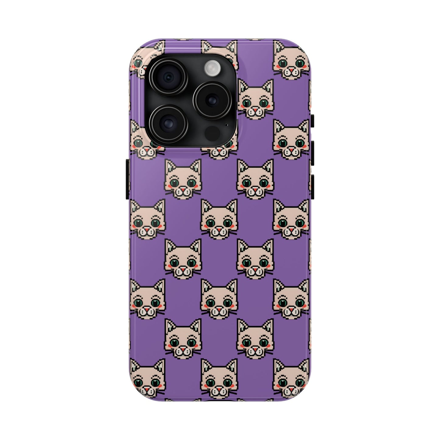 Cute Pixel Cat Tough Phone Case – Fun and Durable Protection for Cat Lovers - for iPhone