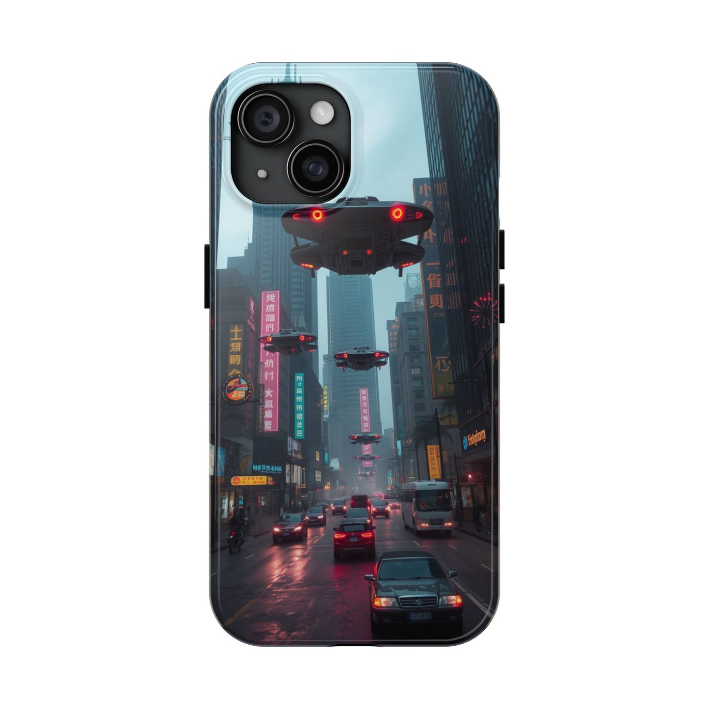 Futuristic City Tough Phone Case - Sci-Fi Design for Urban Explorers