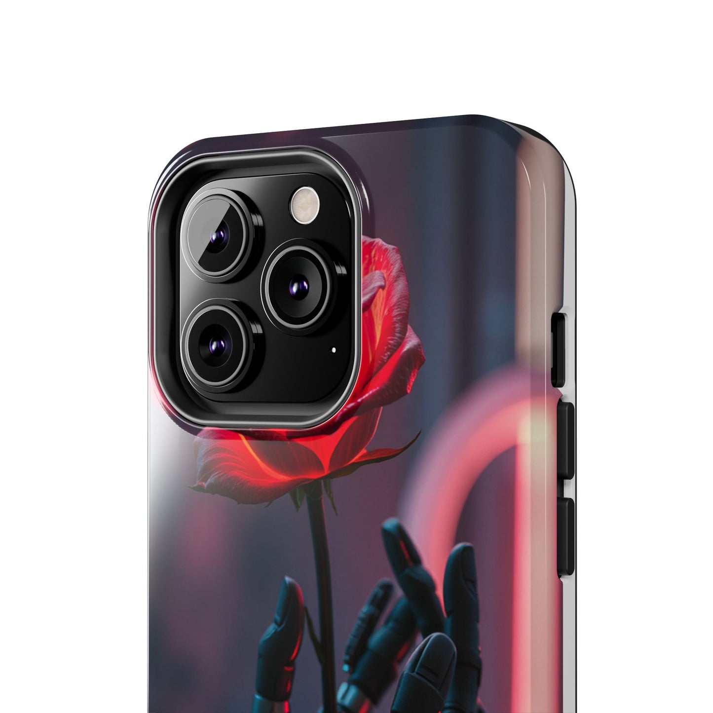 Futuristic Tough Phone Case with Robotic Rose Design | Durable Protection
