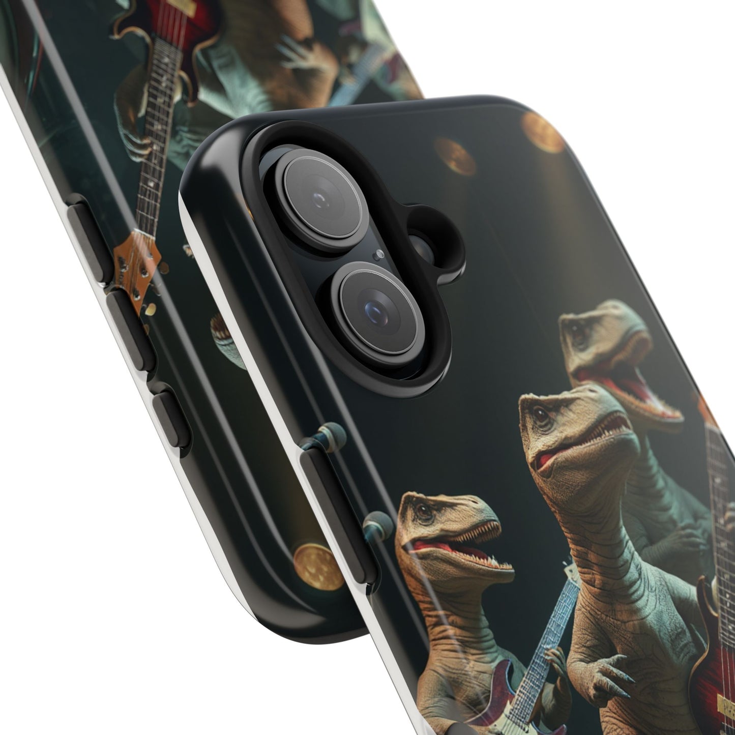 Rockin' Dinosaur Tough Phone Cases - Perfect for Music Lovers and Kids!