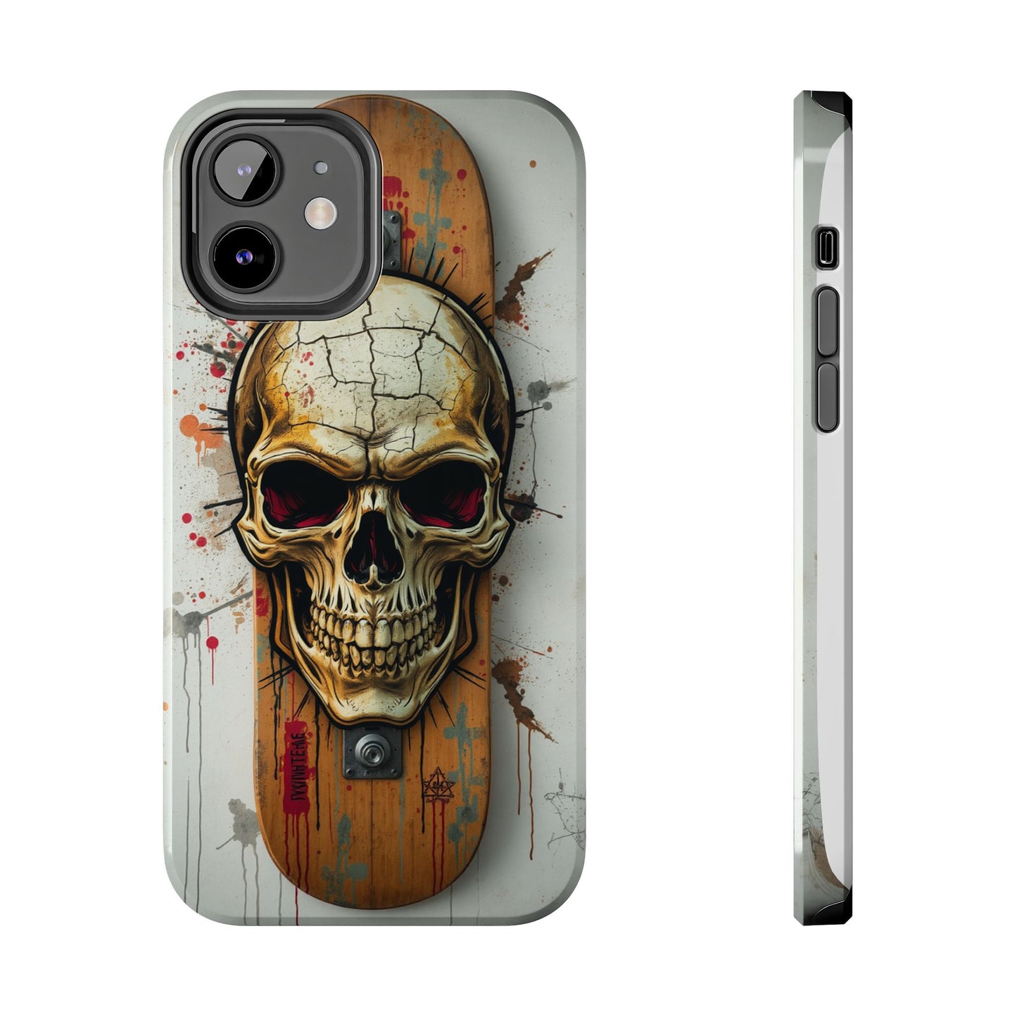Edgy Skull Tough Phone Case - Durable Protection for Skateboard Enthusiasts