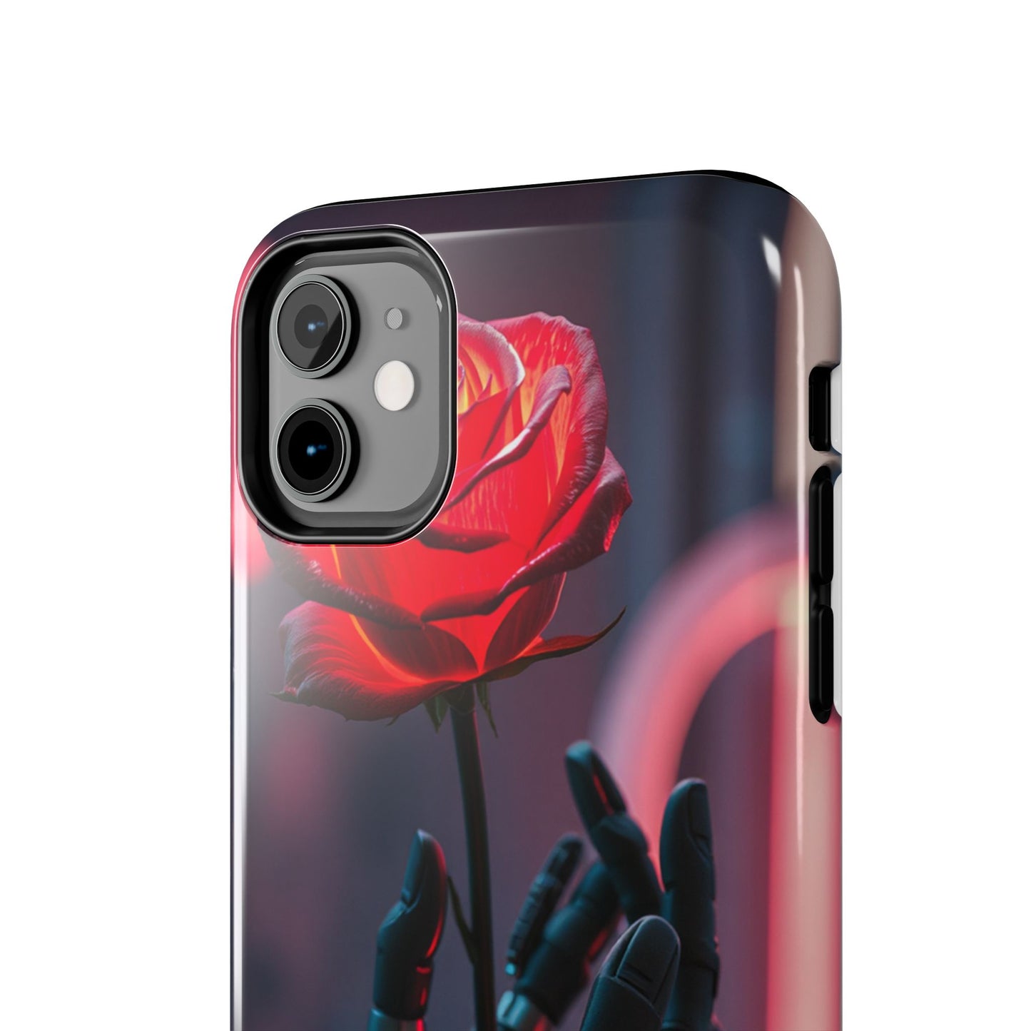 Futuristic Tough Phone Case with Robotic Rose Design | Durable Protection