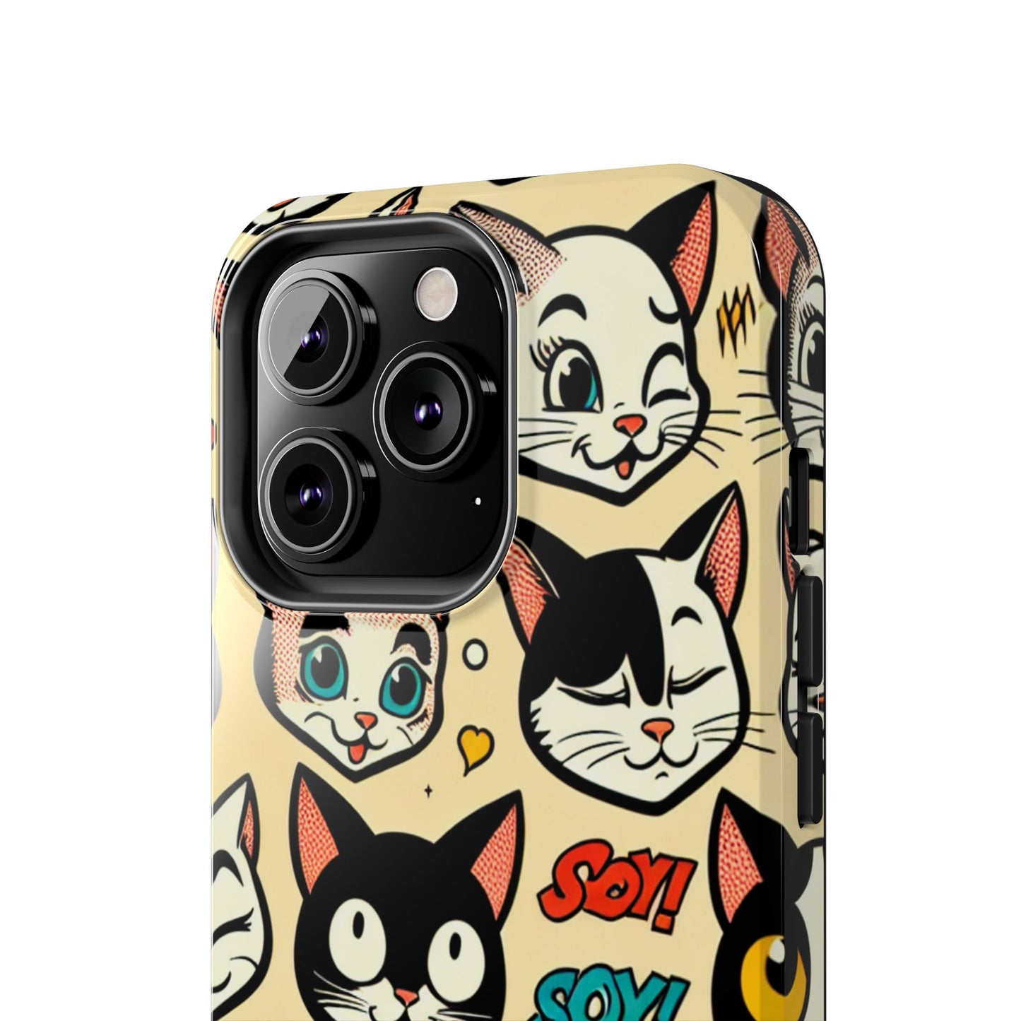 Playful Cat-Themed Tough Phone Case - Pet Pattern - for iPhone